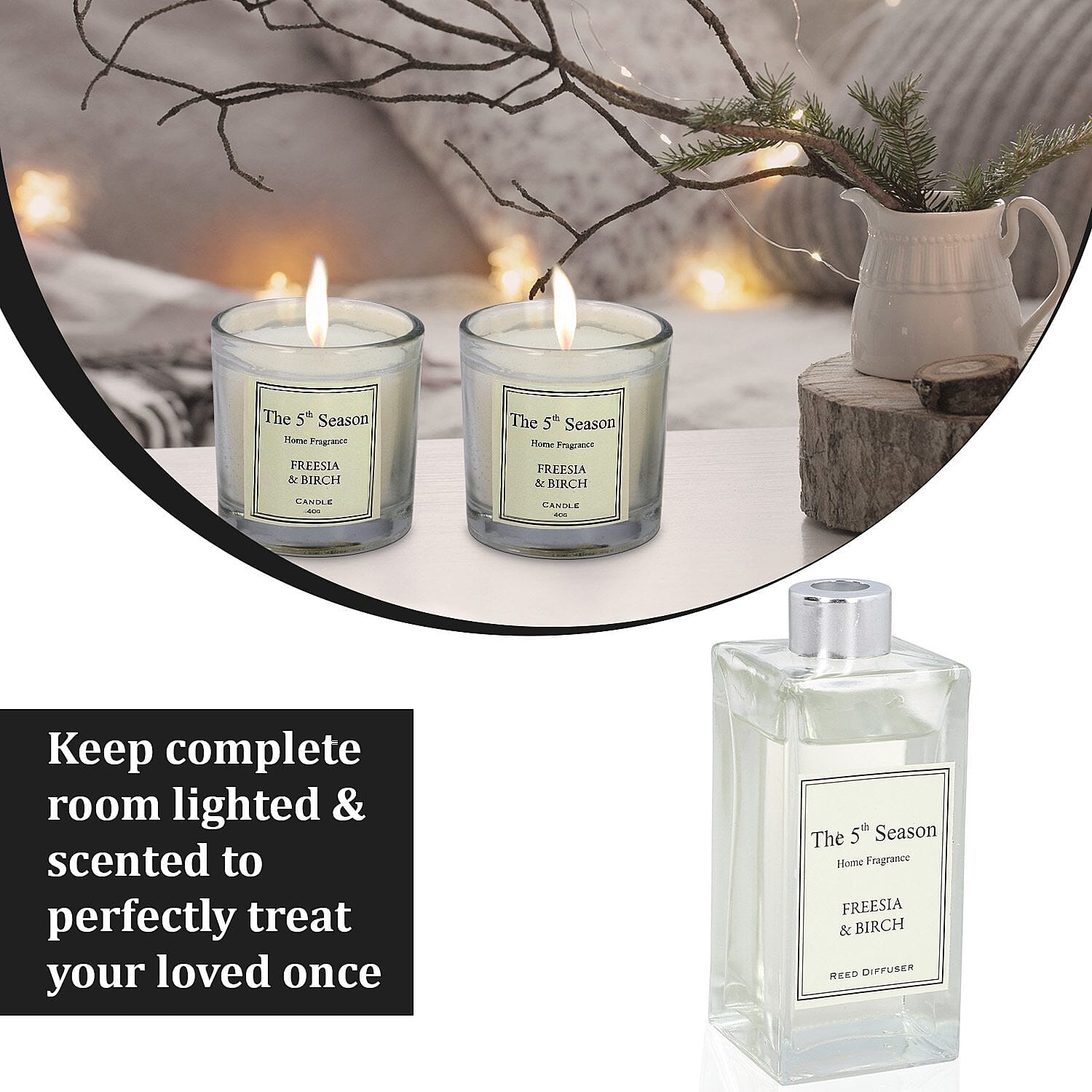 The 5th Season Fragrance Freesia and Birch Gift Sets (Size 13x12x3 cm) - White