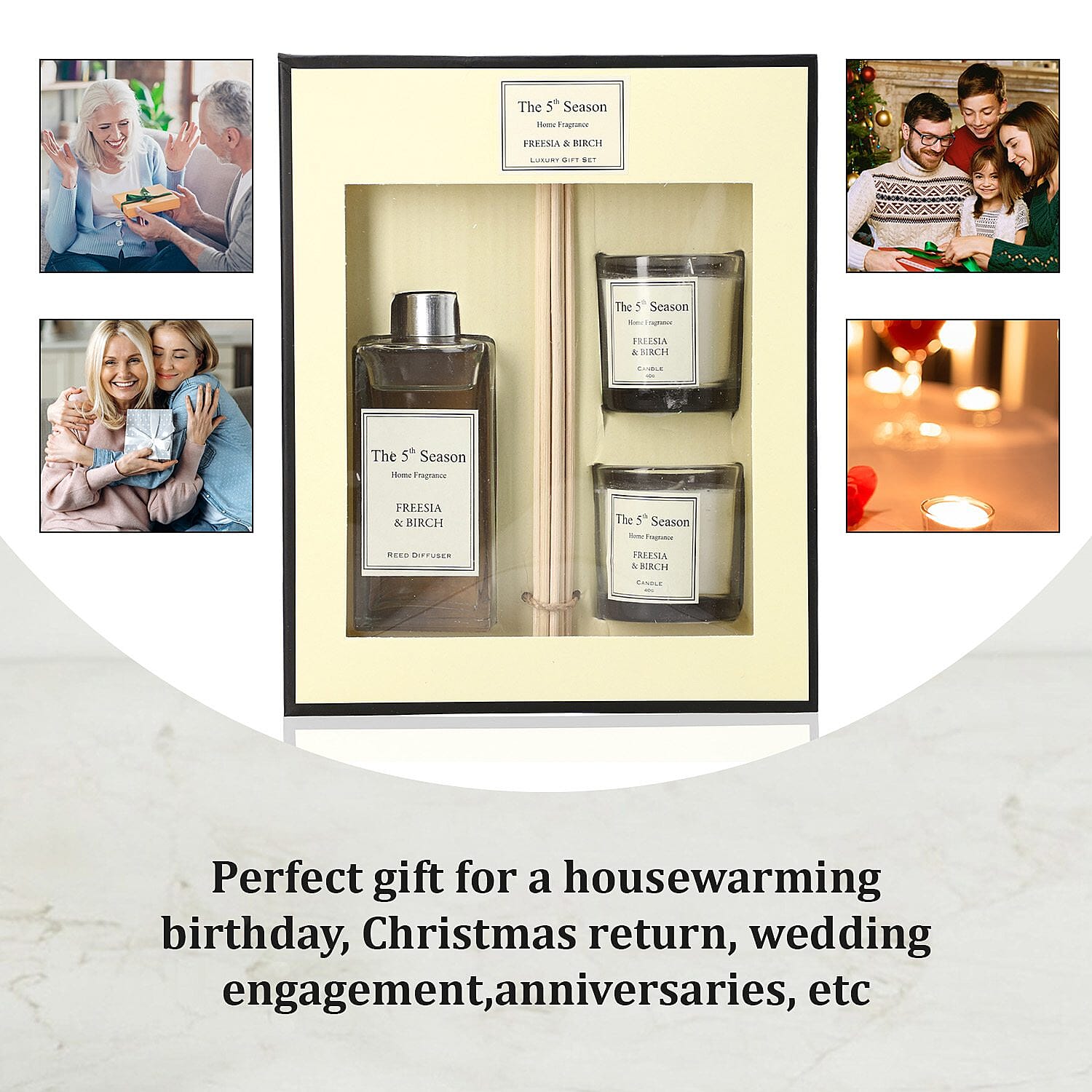 The 5th Season Fragrance Freesia and Birch Gift Sets (Size 13x12x3 cm) - White