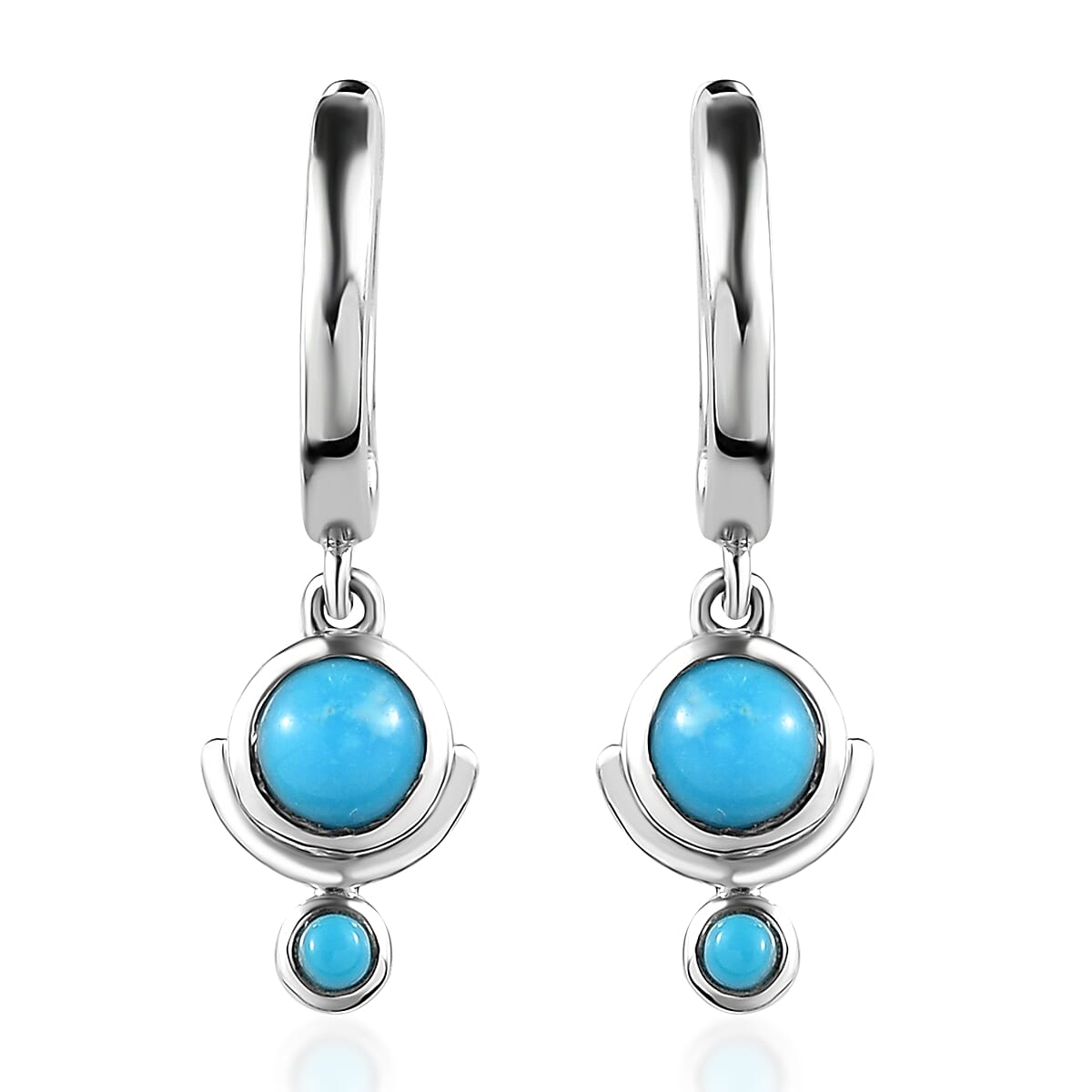 Arizona Sleeping Beauty Turquoise Earrings (With Clasp) in Platinum Overlay Sterling Silver 1.04 Ct.