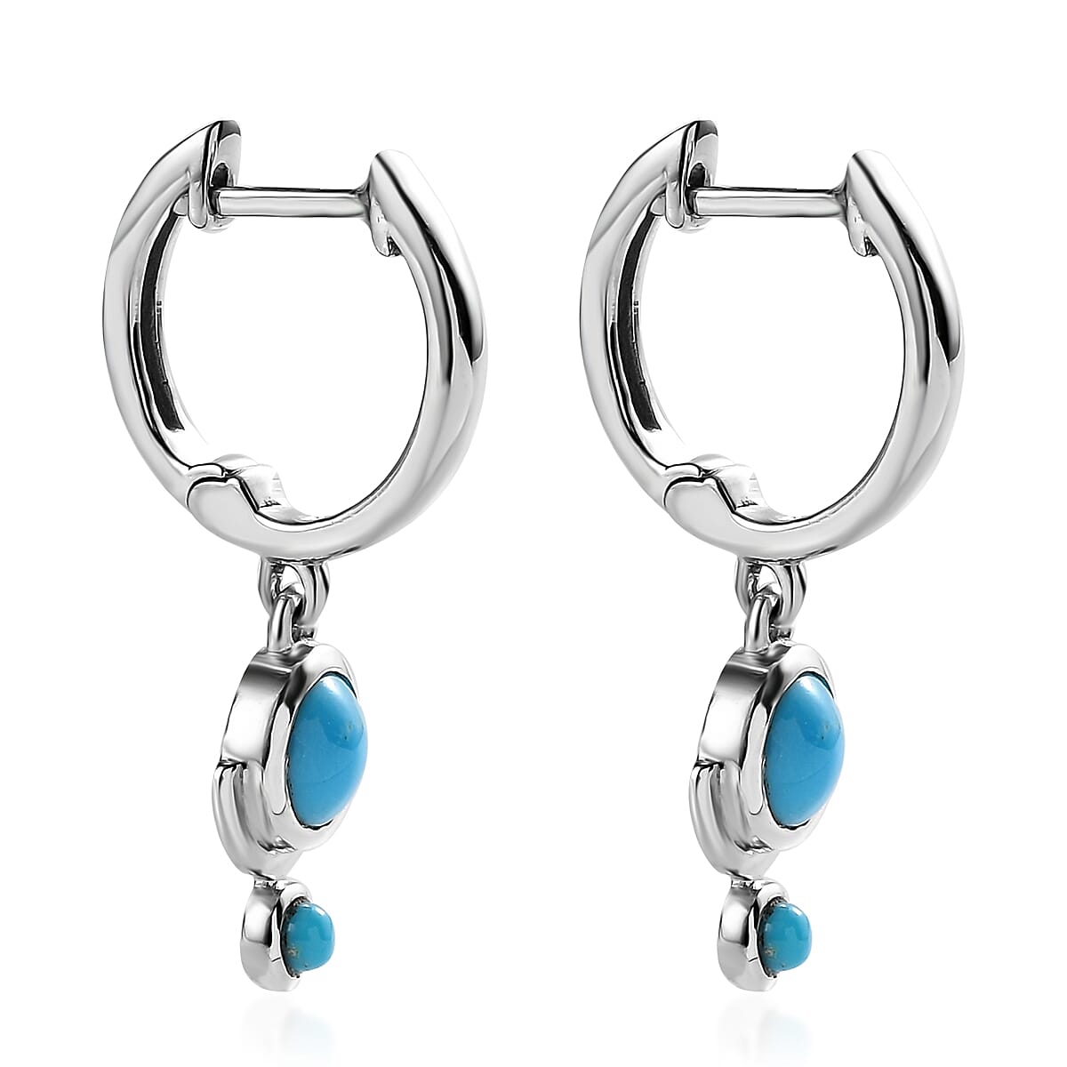 Arizona Sleeping Beauty Turquoise Earrings (With Clasp) in Platinum Overlay Sterling Silver 1.04 Ct.