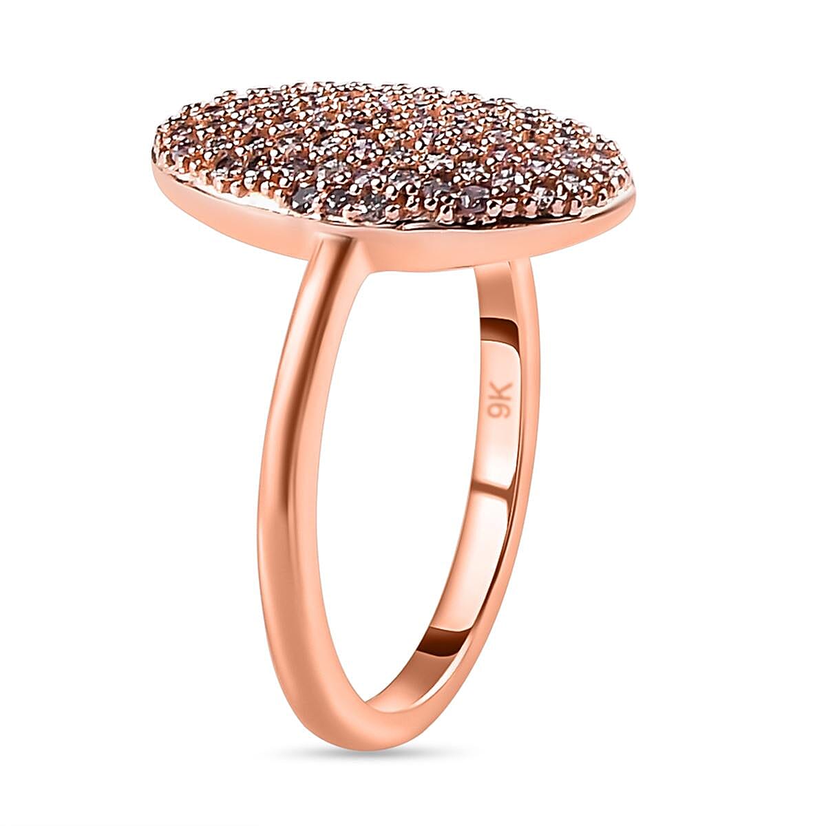 9K Rose Gold SGL Certified Natural Pink Diamond Cluster Ring 0.50 Ct.