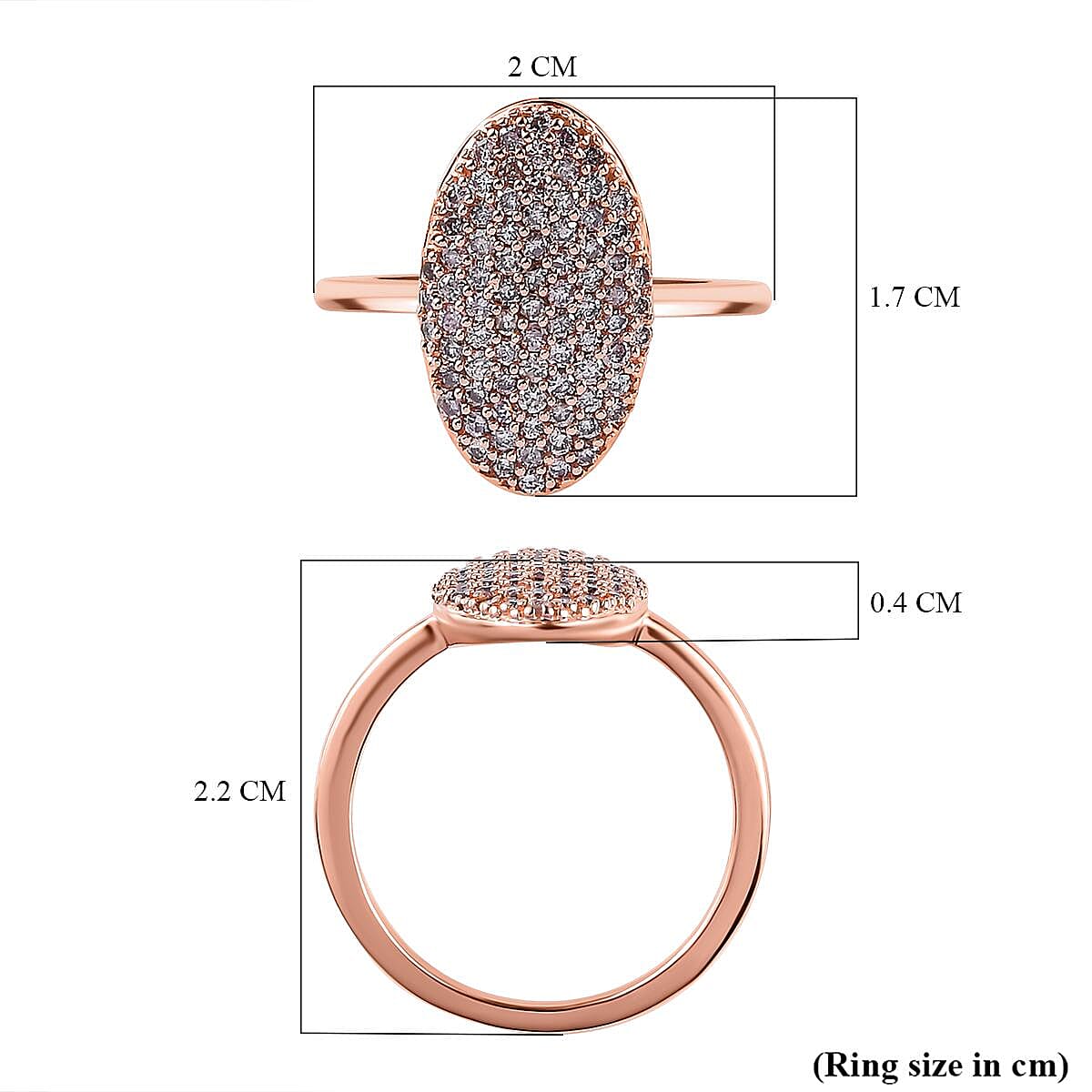 9K Rose Gold SGL Certified Natural Pink Diamond Cluster Ring 0.50 Ct.