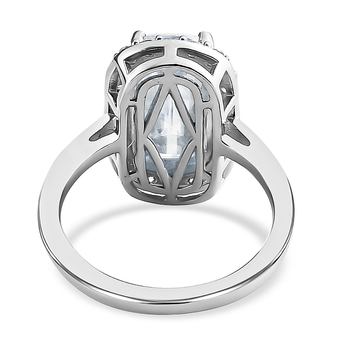 Moissanite Ring in Platinum Overlay Sterling Silver 4.356 Ct.