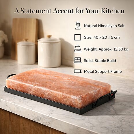Himalayan Salt Rectangular Shape Salt Plates with Metal Holder (Size 40x20x5 cm) 12.50 Kgs