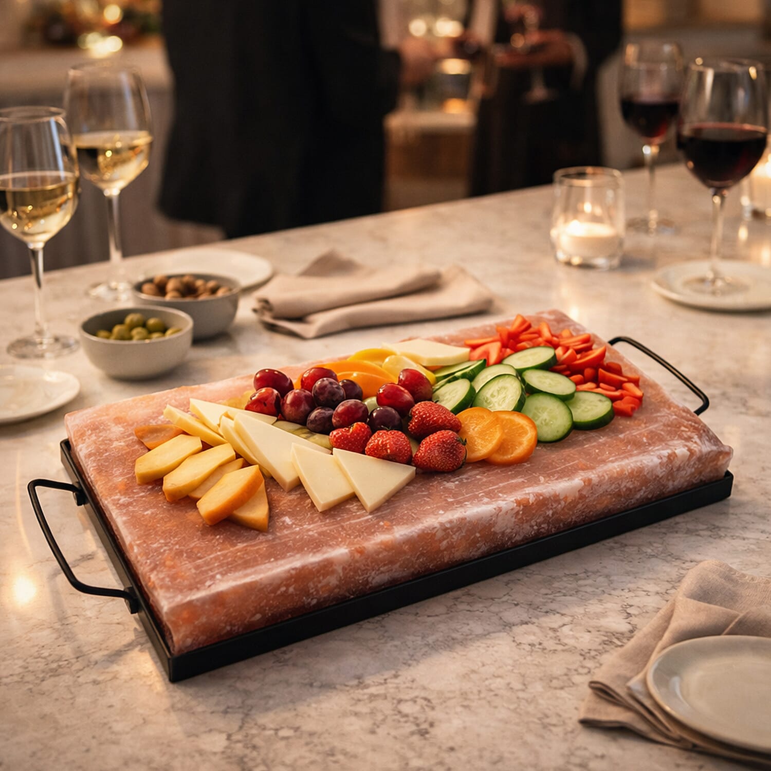 Himalayan Salt Rectangular Shape Salt Plates with Metal Holder (Size 40x20x5 cm) 12.50 Kgs