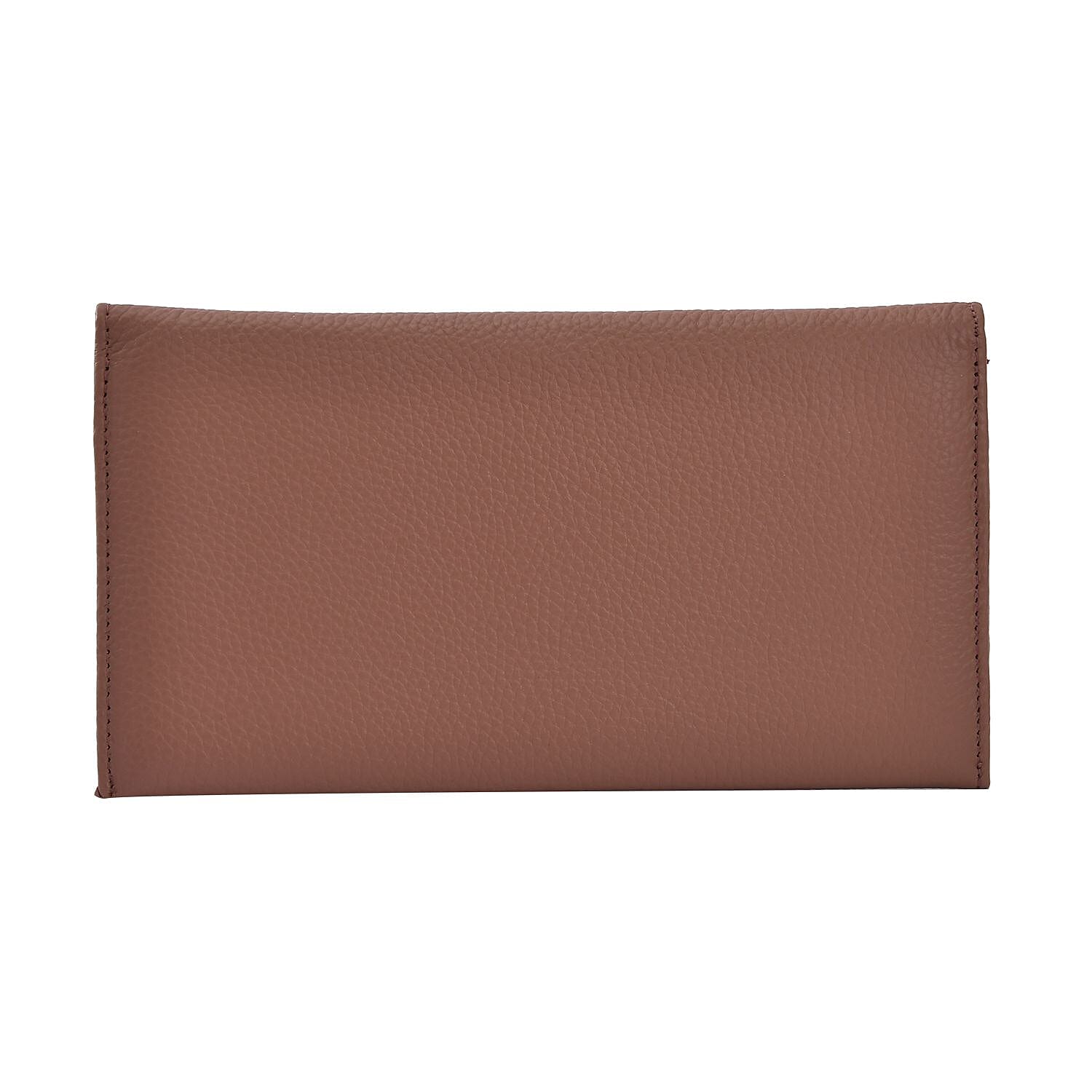 Sencillez Genuine Leather Travel Document Holder with RFID Protection (Size 20x11 Cm) - Pink