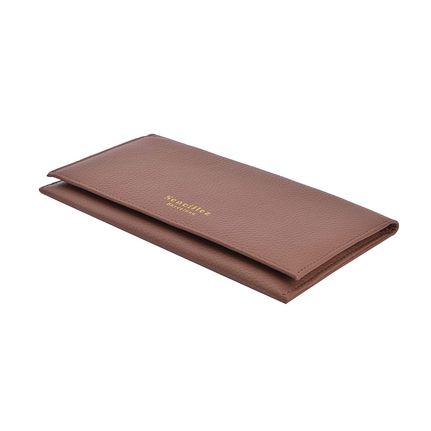 Sencillez Genuine Leather Travel Document Holder with RFID Protection (Size 20x11 Cm) - Pink