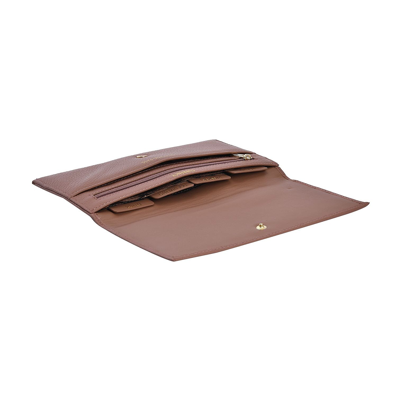 Sencillez Genuine Leather Travel Document Holder with RFID Protection (Size 20x11 Cm) - Pink