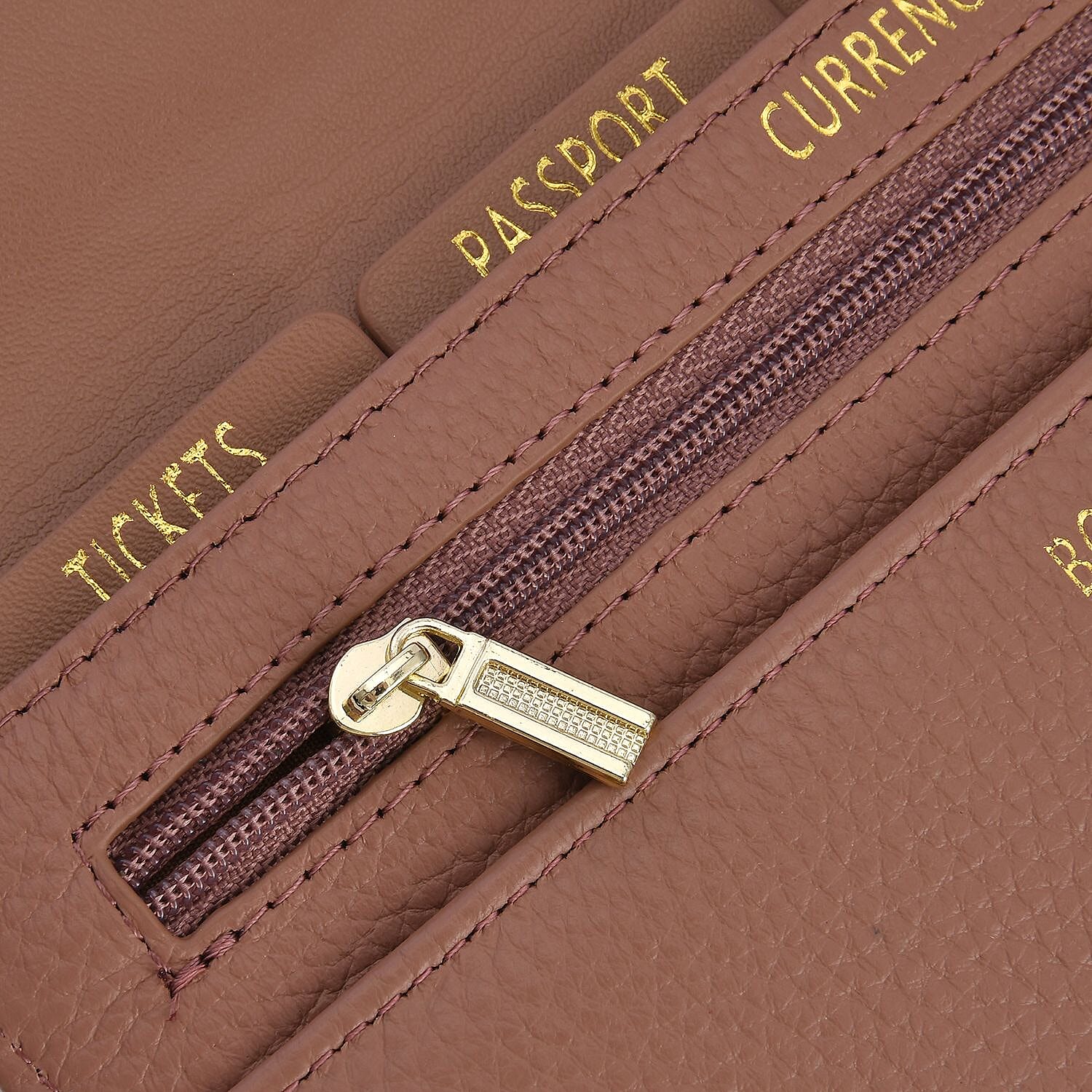 Sencillez Genuine Leather Travel Document Holder with RFID Protection (Size 20x11 Cm) - Pink