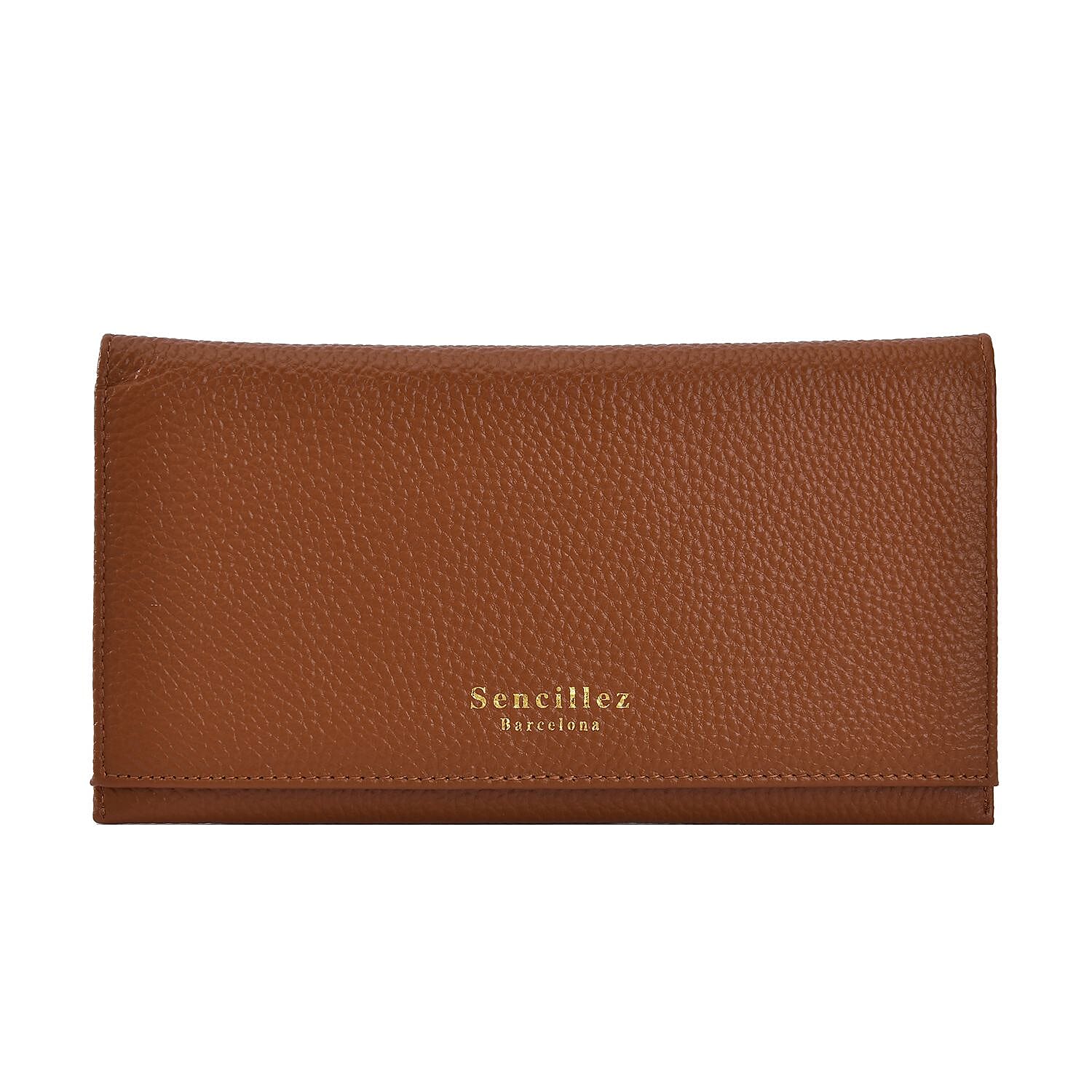 Sencillez Genuine Leather Travel Document Holder with RFID Protection (Size 20x11 Cm) - Tan