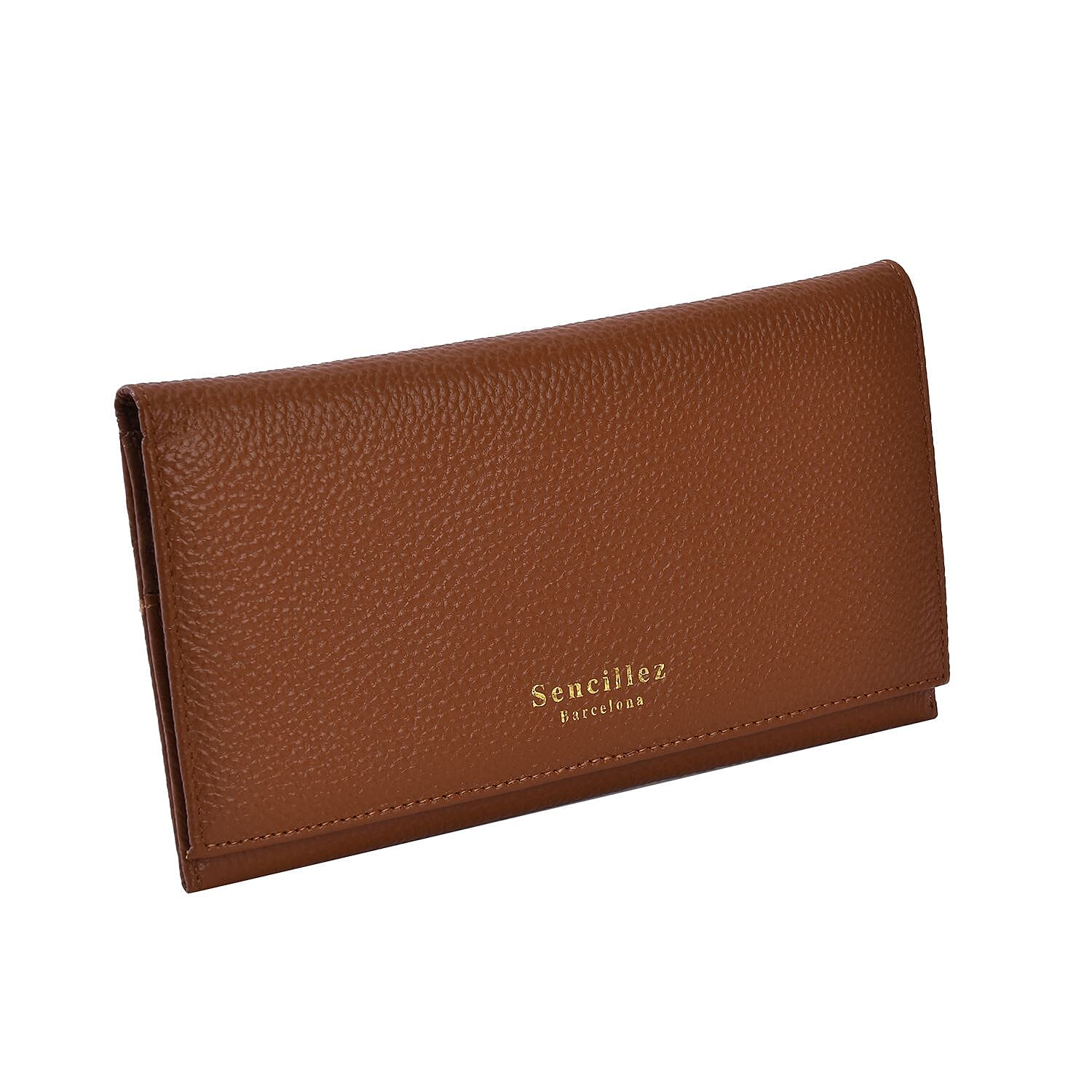 Sencillez Genuine Leather Travel Document Holder with RFID Protection (Size 20x11 Cm) - Tan