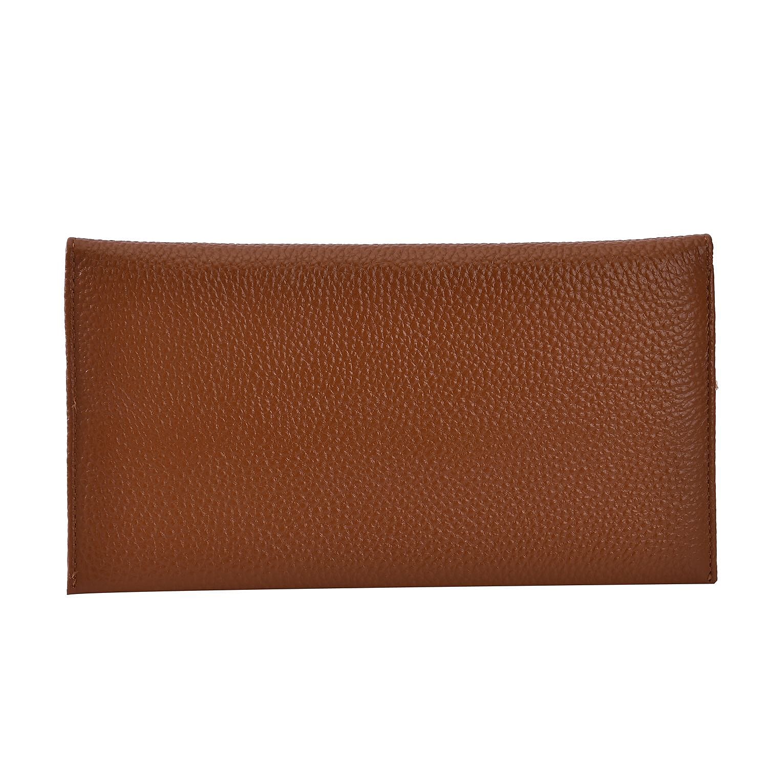 Sencillez Genuine Leather Travel Document Holder with RFID Protection (Size 20x11 Cm) - Tan