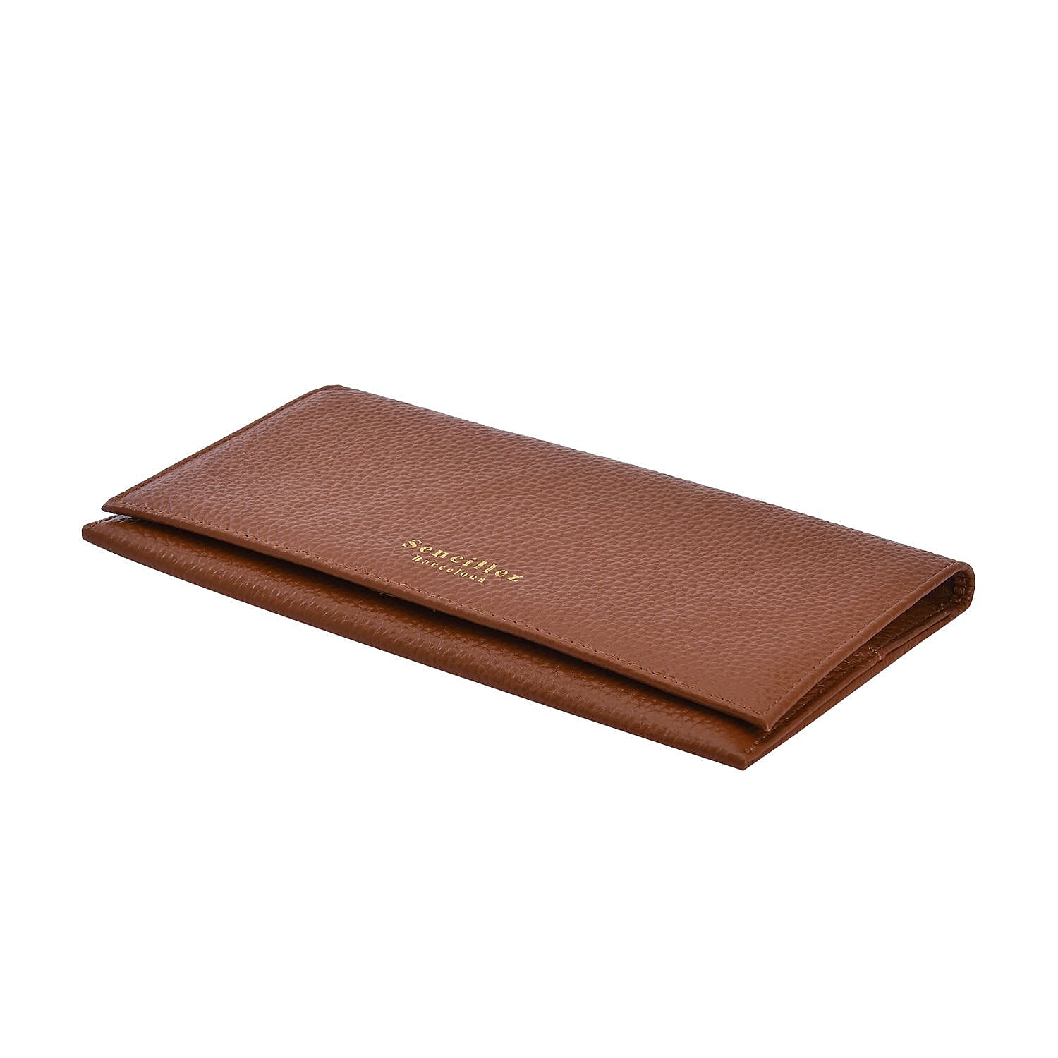 Sencillez Genuine Leather Travel Document Holder with RFID Protection (Size 20x11 Cm) - Tan