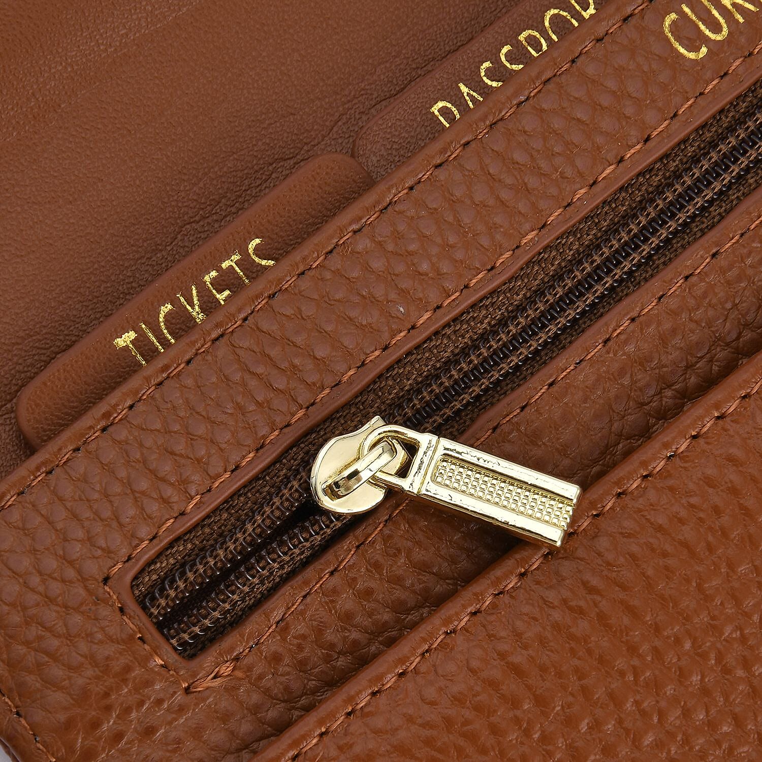 Sencillez Genuine Leather Travel Document Holder with RFID Protection (Size 20x11 Cm) - Tan