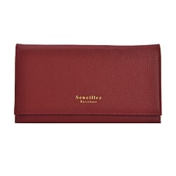 Sencillez Genuine Leather Travel Document Holder with RFID Protection - Burgundy