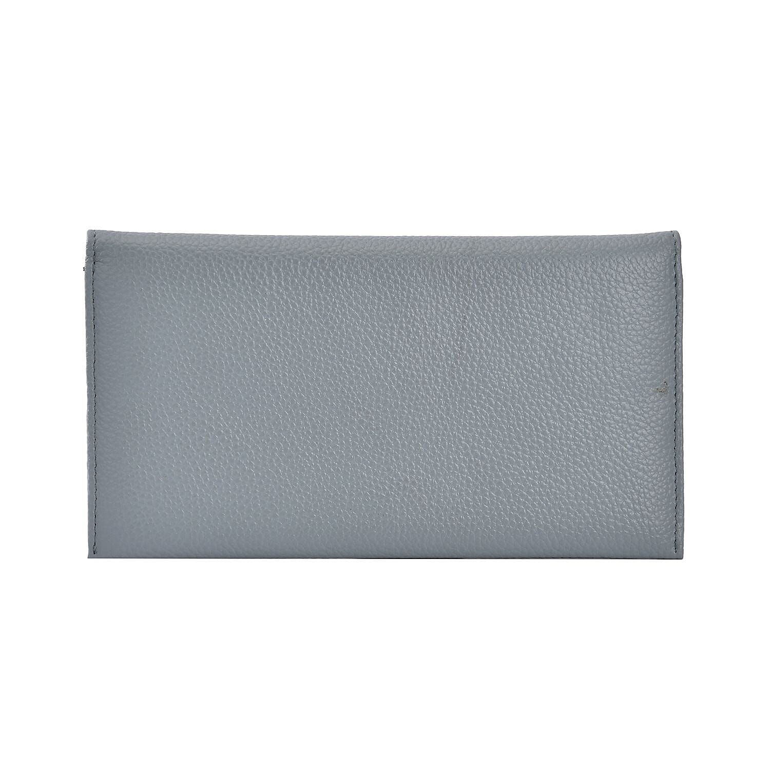 Sencillez Genuine Leather Travel Document Holder with RFID Protection (Size 20x11 Cm) - Light Blue