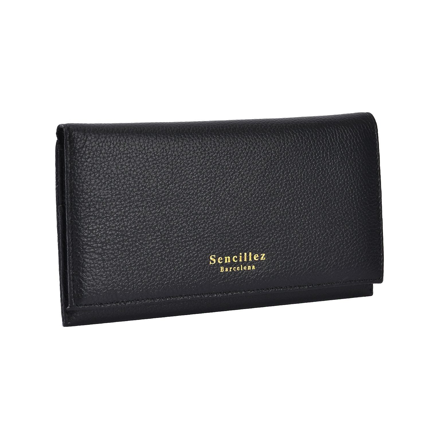 Sencillez Genuine Leather Travel Document Holder with RFID Protection (Size 20x11 Cm) - Black