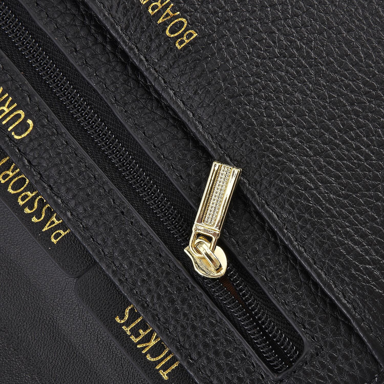 Sencillez Genuine Leather Travel Document Holder with RFID Protection (Size 20x11 Cm) - Black