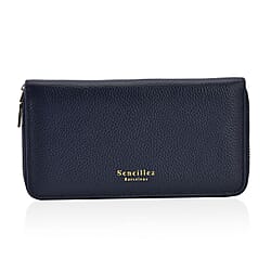 Sencillez Genuine Leather RFID Protected Wallet - Navy Blue