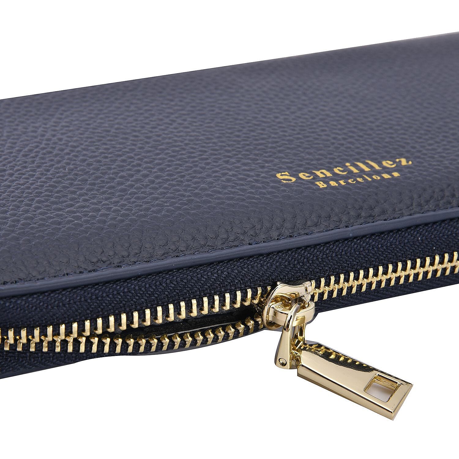 Sencillez Genuine Leather RFID Protected Wallet (Size 21x11x2 cm) - Navy Blue