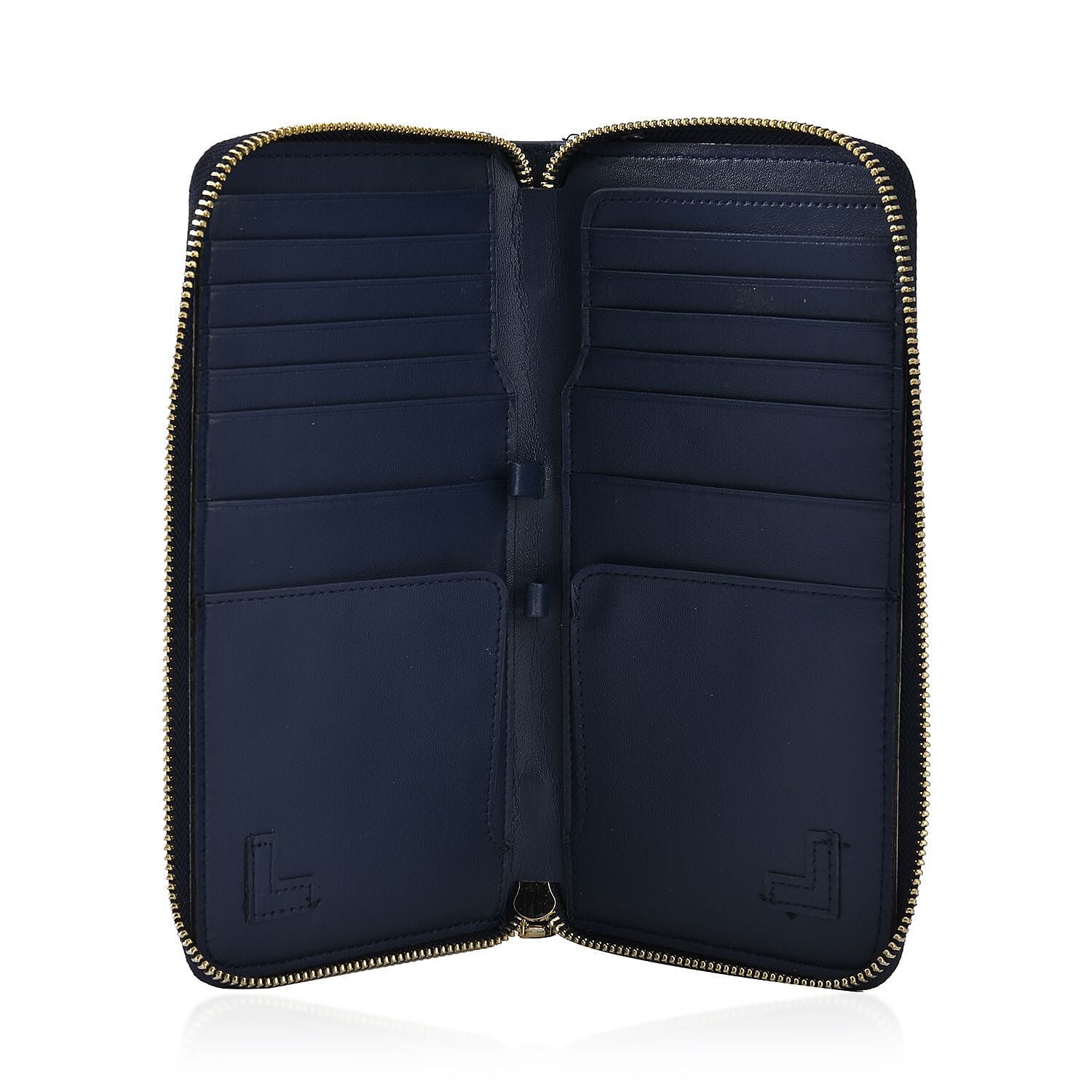 Sencillez Genuine Leather RFID Protected Wallet (Size 21x11x2 cm) - Navy Blue