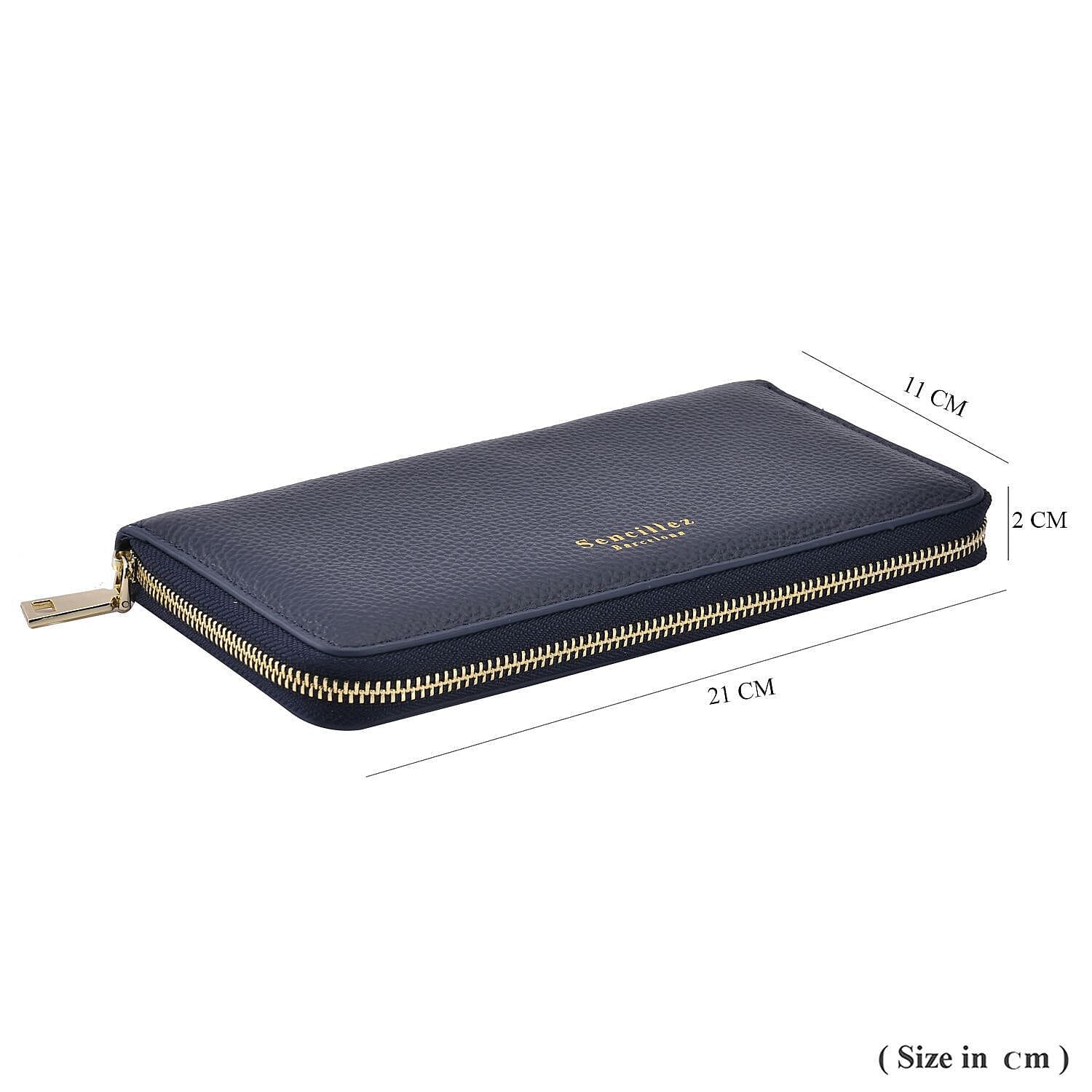 Sencillez Genuine Leather RFID Protected Wallet (Size 21x11x2 cm) - Navy Blue