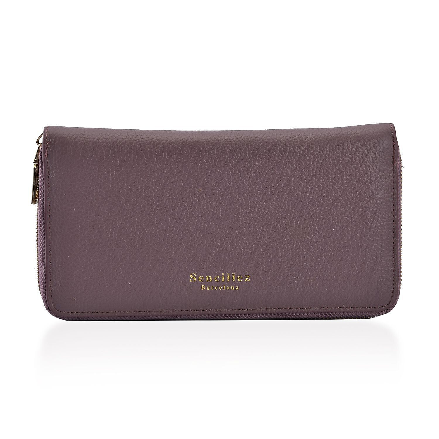 Sencillez 100% Genuine Leather RFID Protected Wallet - Purple