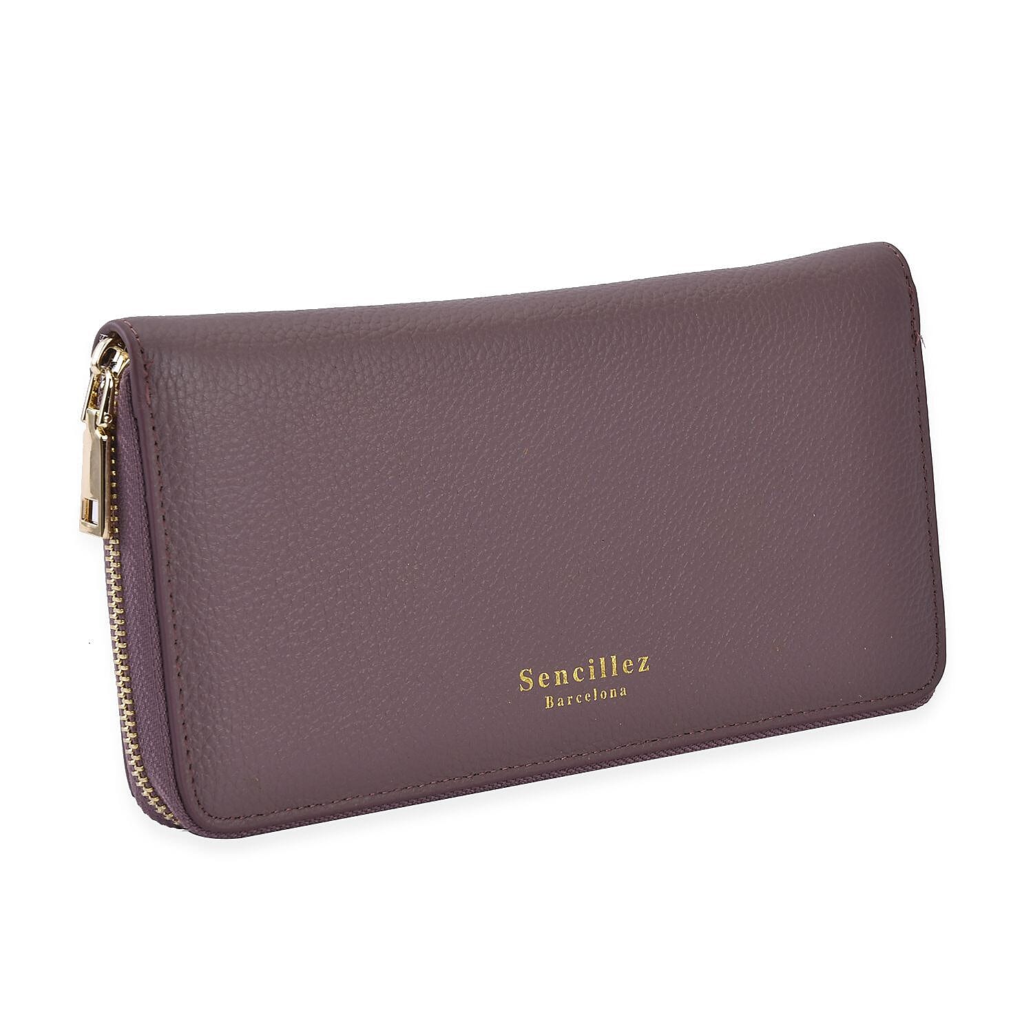 Sencillez 100% Genuine Leather RFID Protected Wallet - Purple