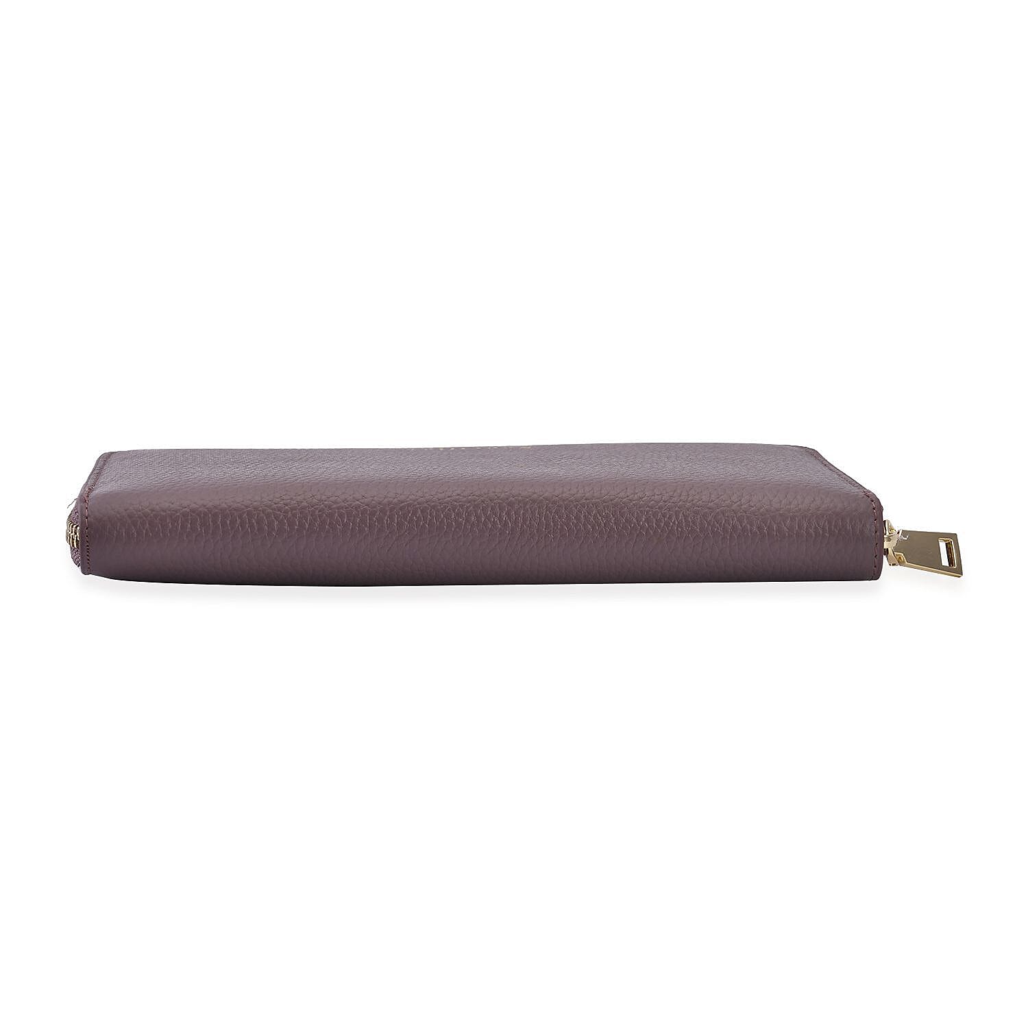 Sencillez 100% Genuine Leather RFID Protected Wallet - Purple