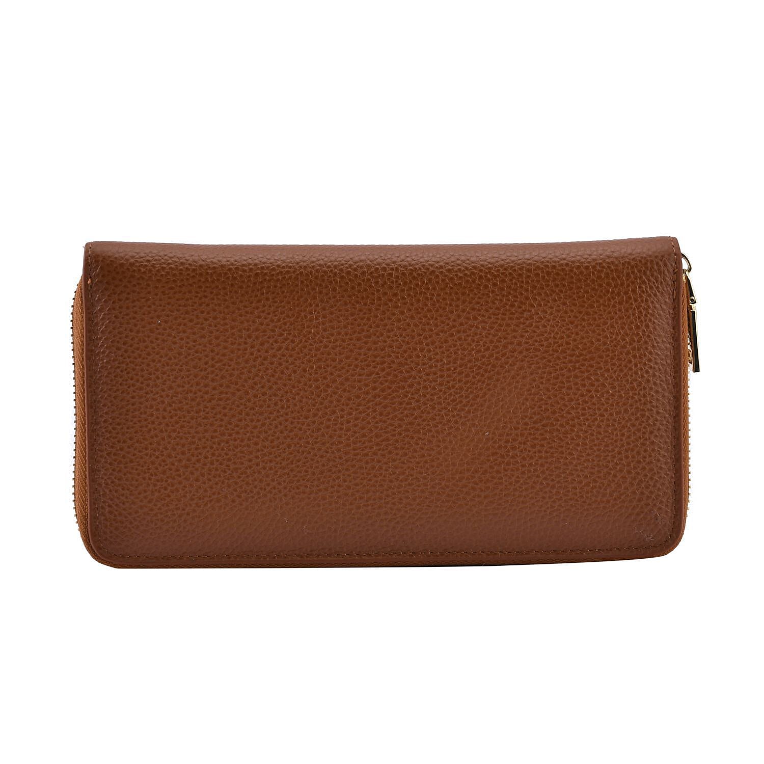 Sencillez Genuine Leather RFID Protected Wallet (Size 21x11x2 cm) - Tan