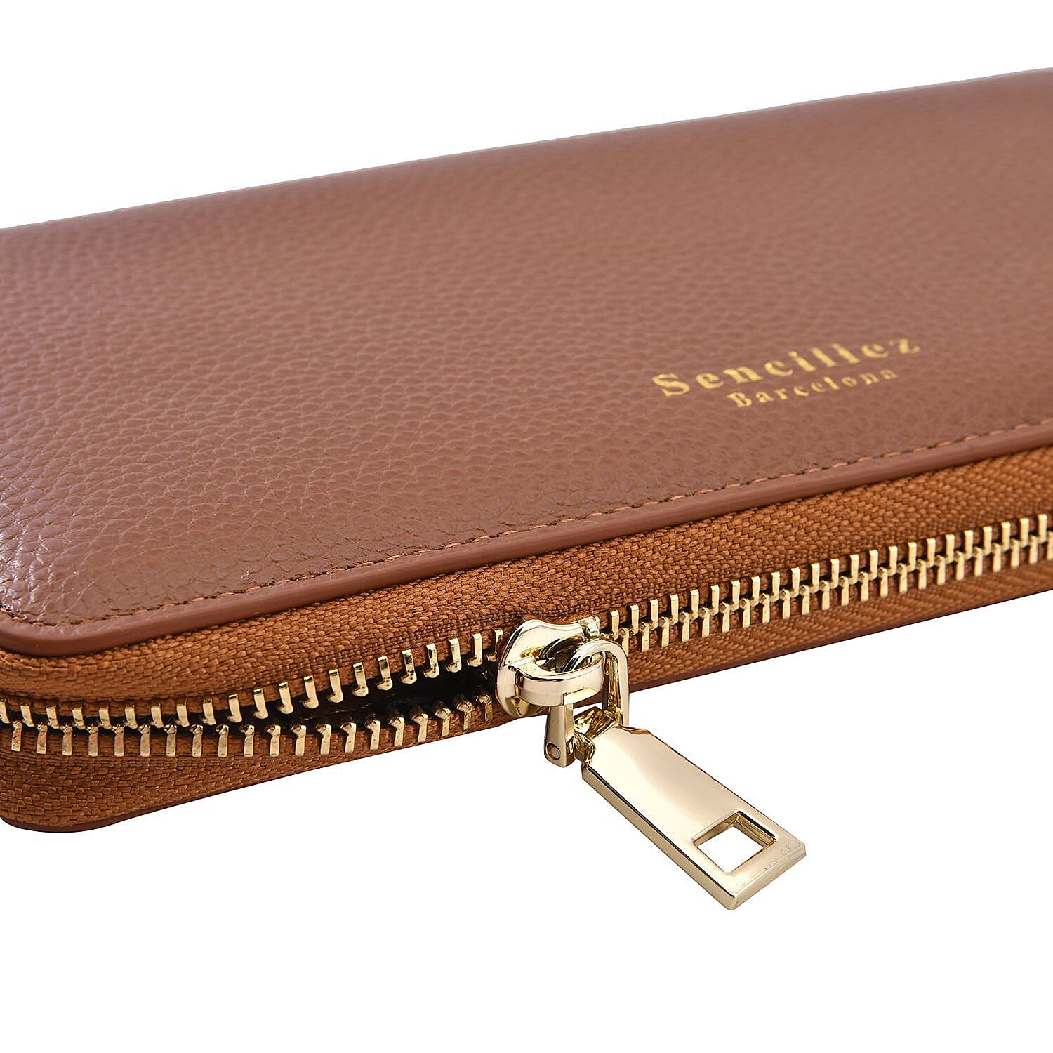 Sencillez Genuine Leather RFID Protected Wallet (Size 21x11x2 cm) - Tan