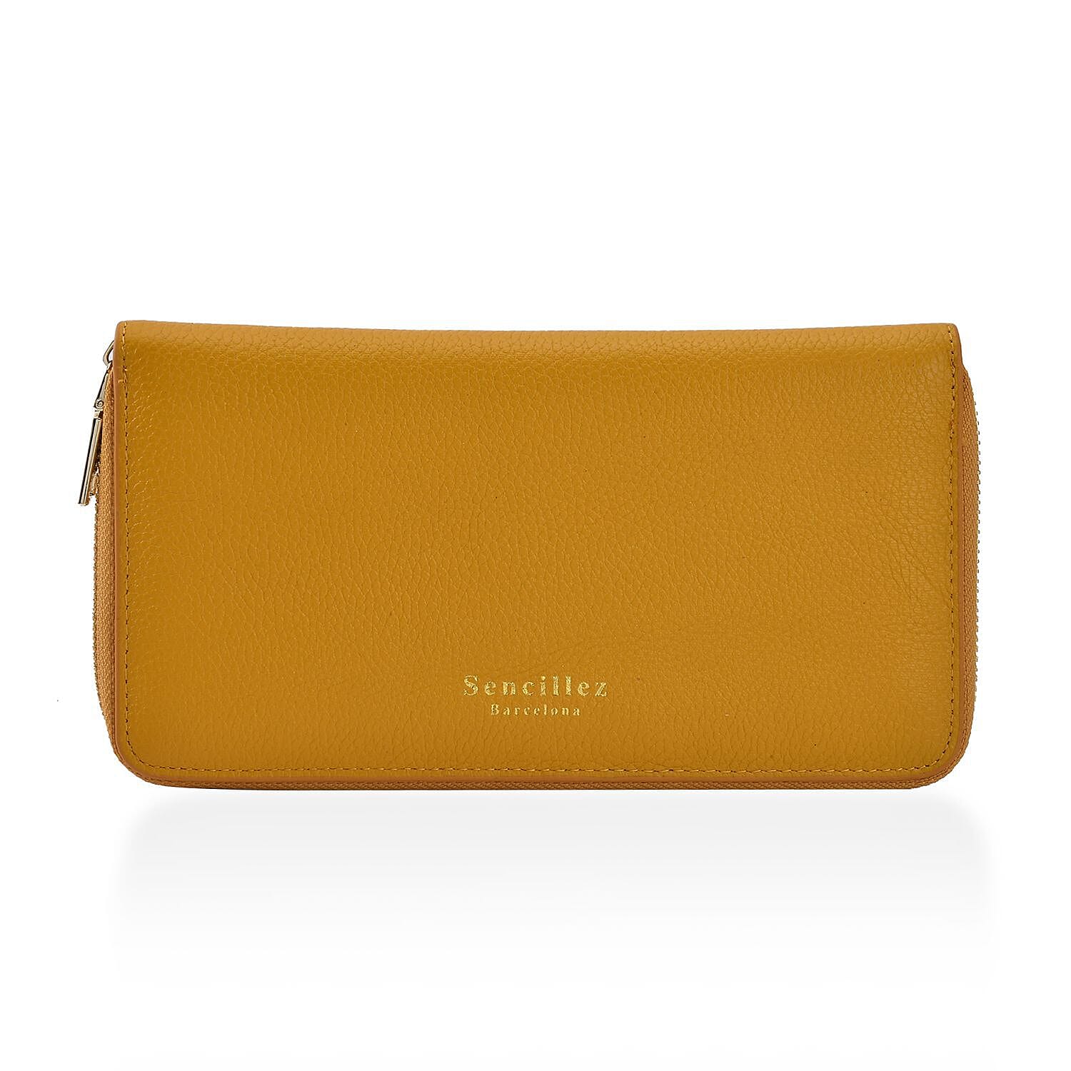 Sencillez 100% Genuine Leather RFID Protected Wallet - Yellow