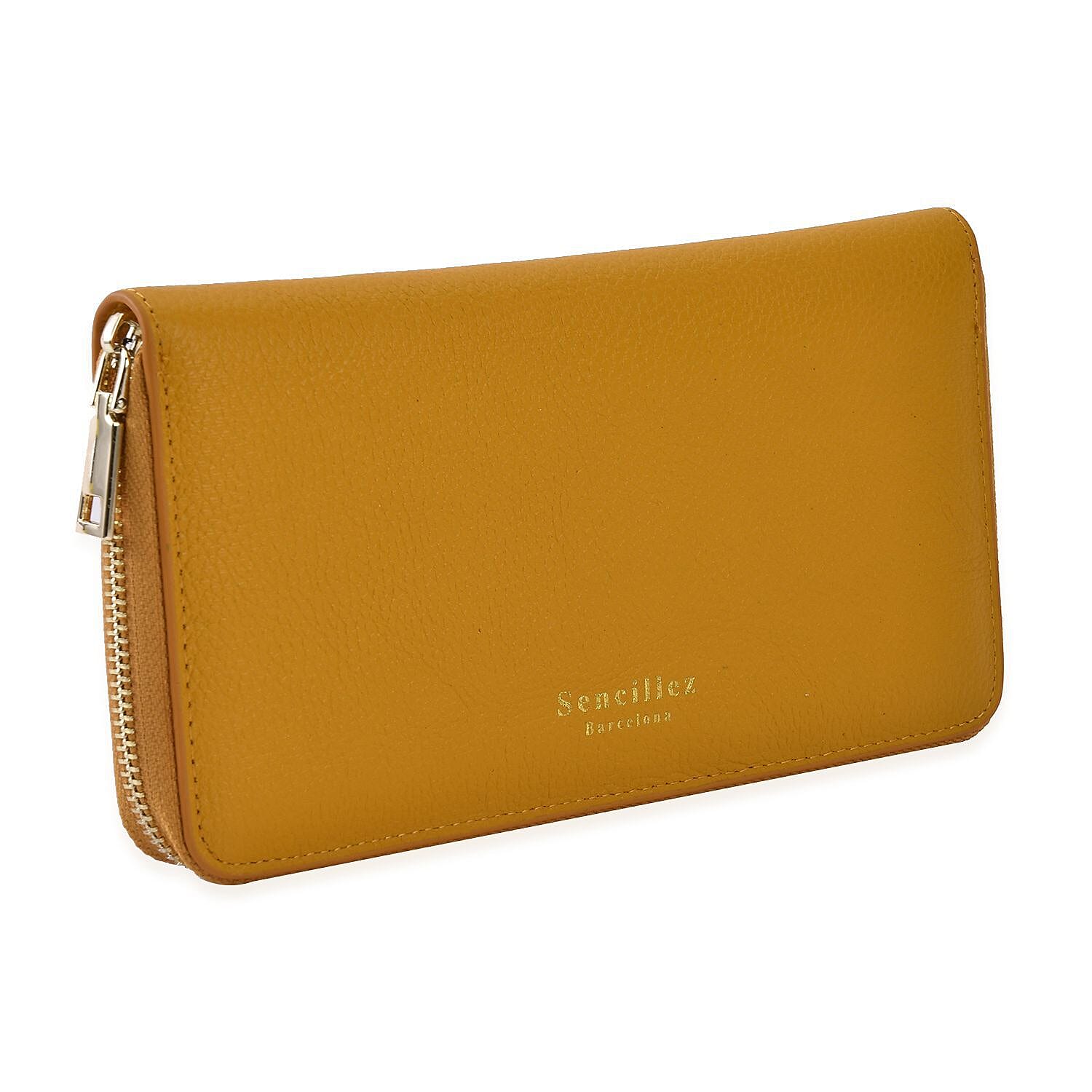 Sencillez 100% Genuine Leather RFID Protected Wallet - Yellow