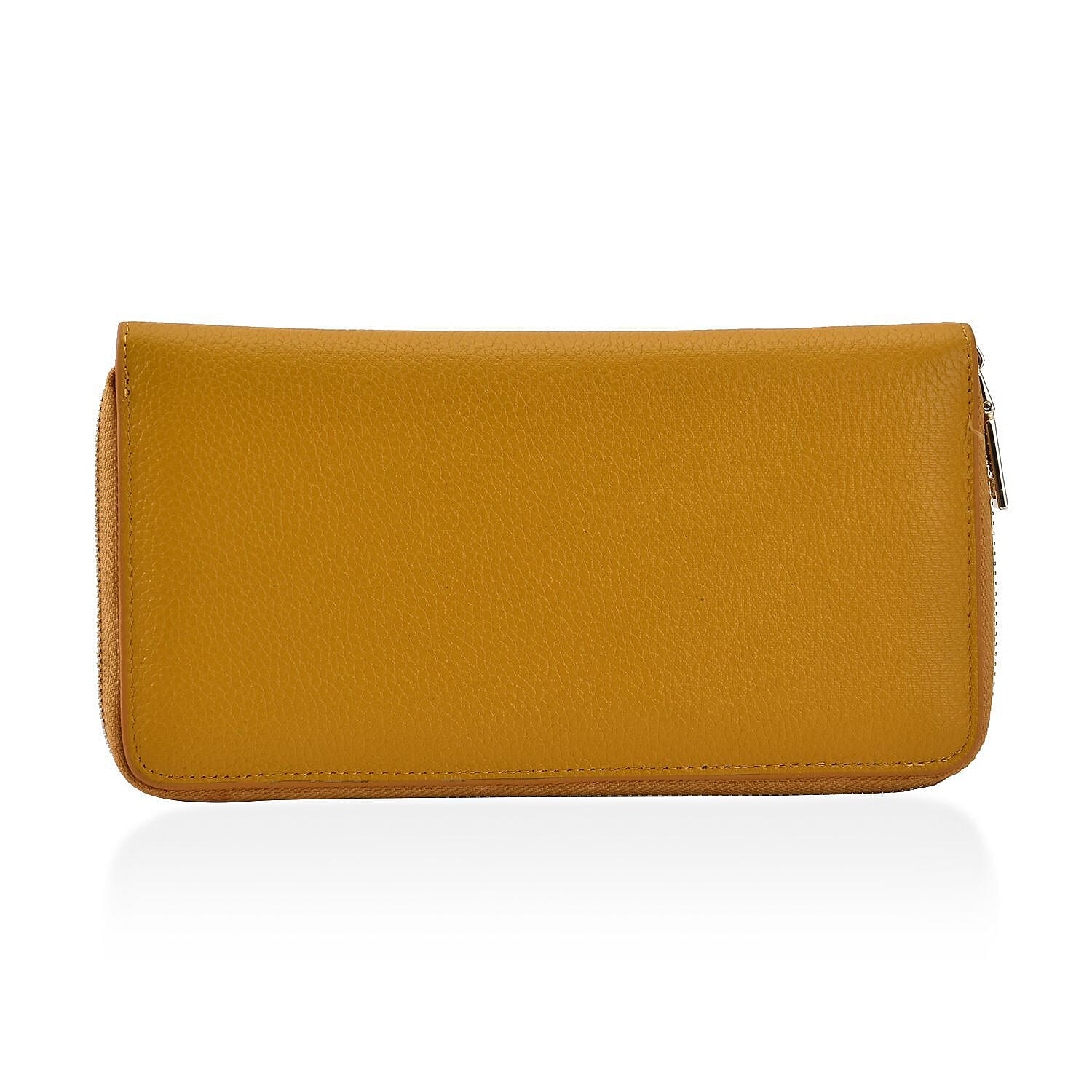 Sencillez 100% Genuine Leather RFID Protected Wallet - Yellow