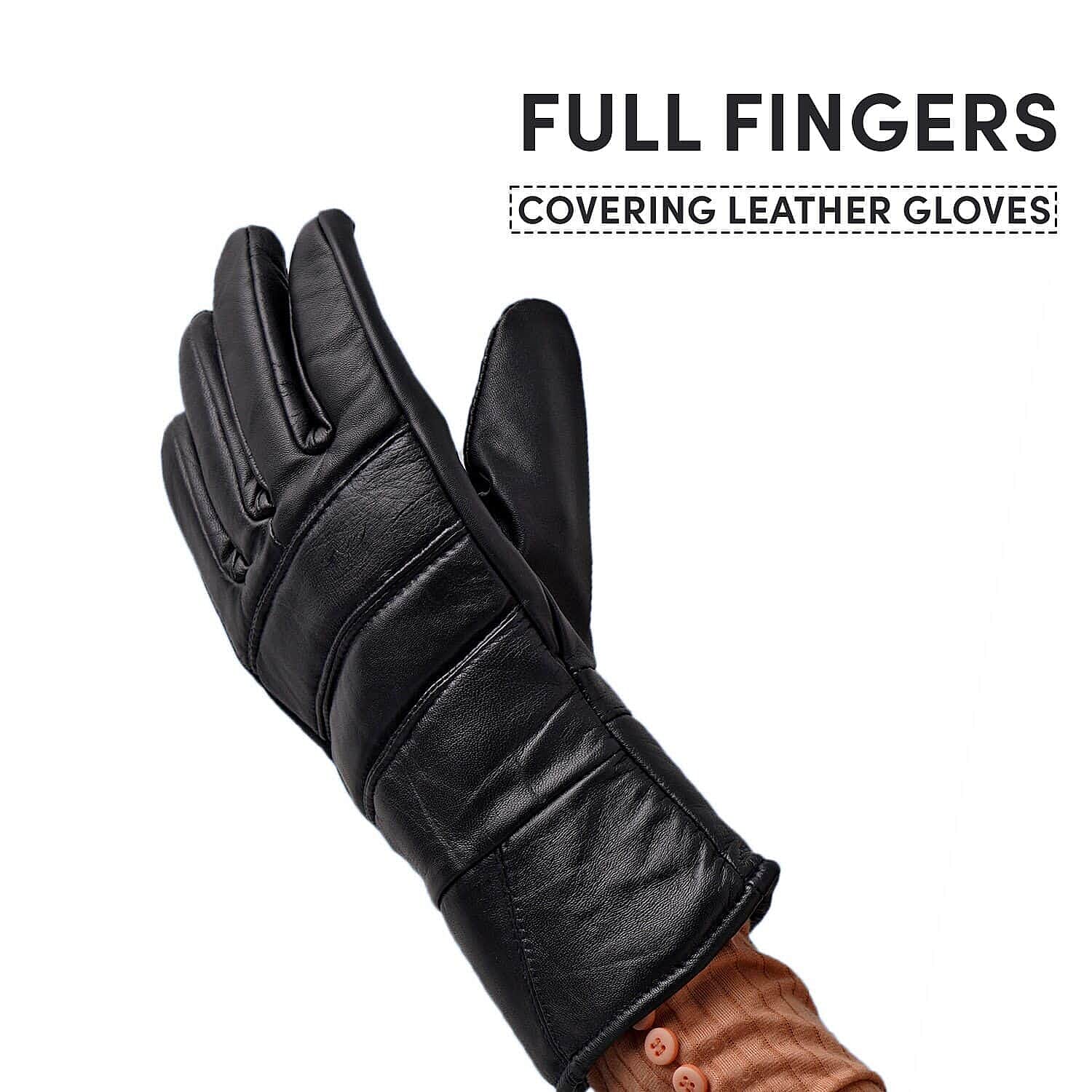 Genuine Leather Warm & Flexible Mens Gloves Black