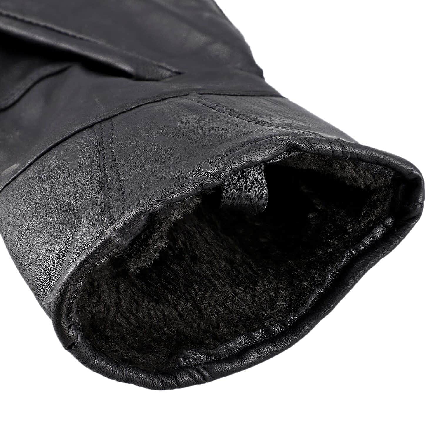 Genuine Leather Warm & Flexible Mens Gloves Black