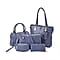 Closeout Deal - Set of 6 Croc Embossed Handbags - Blue