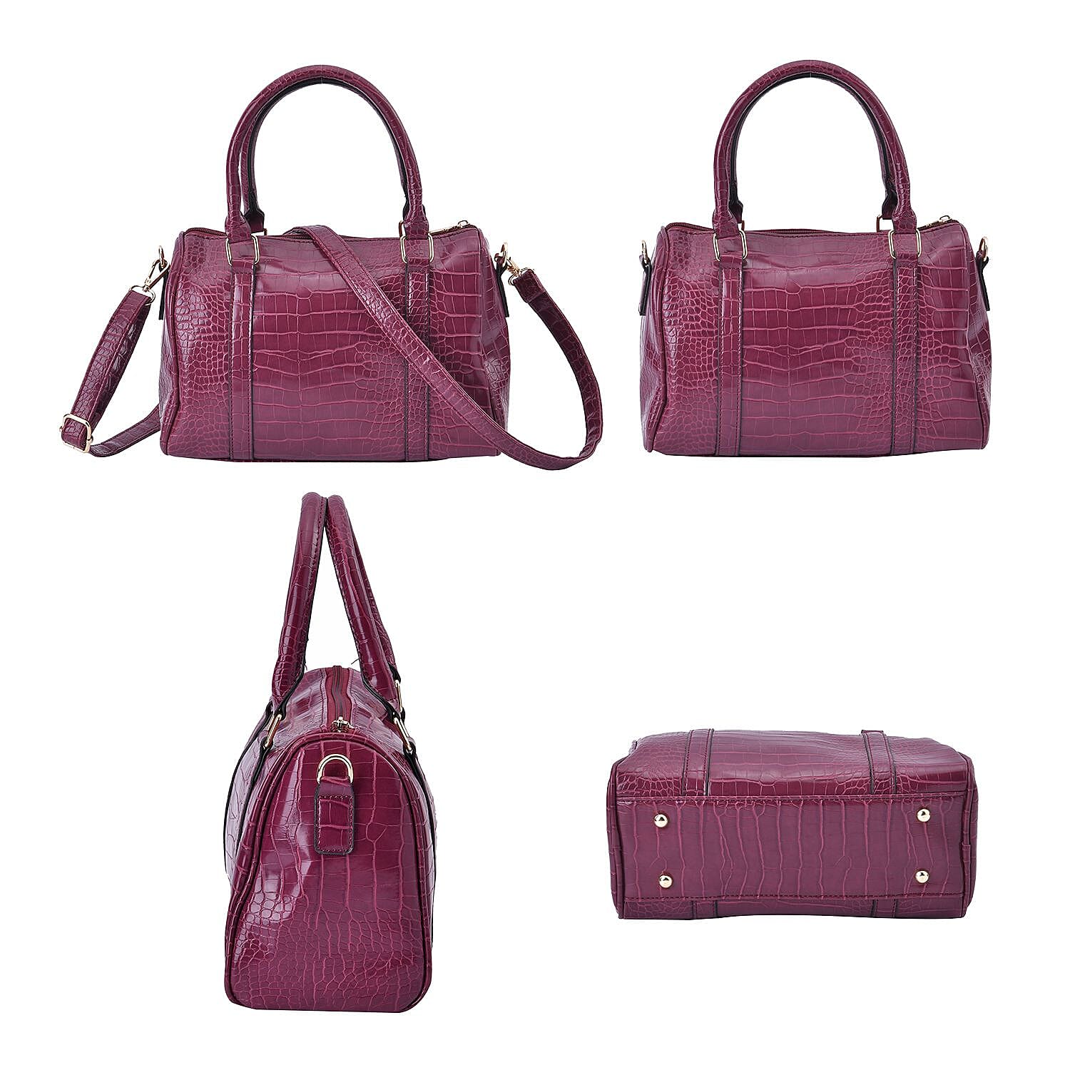 Value Buy -Closeout Deal - Set of 6 Croc Embossed Handbags - Ox Blood