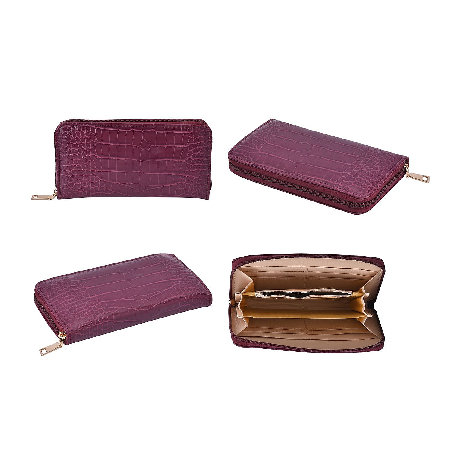 Value Buy -Closeout Deal - Set of 6 Croc Embossed Handbags - Ox Blood