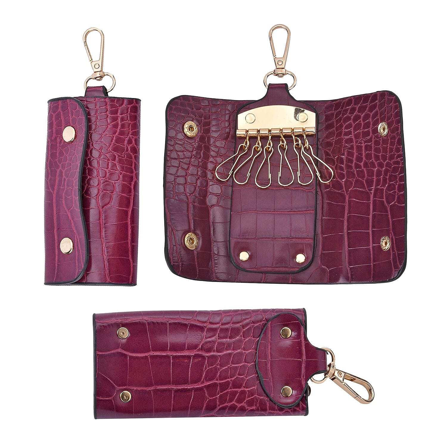 Value Buy -Closeout Deal - Set of 6 Croc Embossed Handbags - Ox Blood