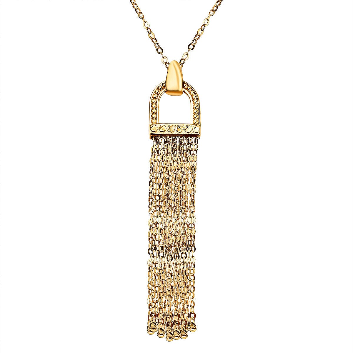 Maestro Collection - 9K Yellow Gold Tassel Stirrup Necklace with Chain (Size - 20).