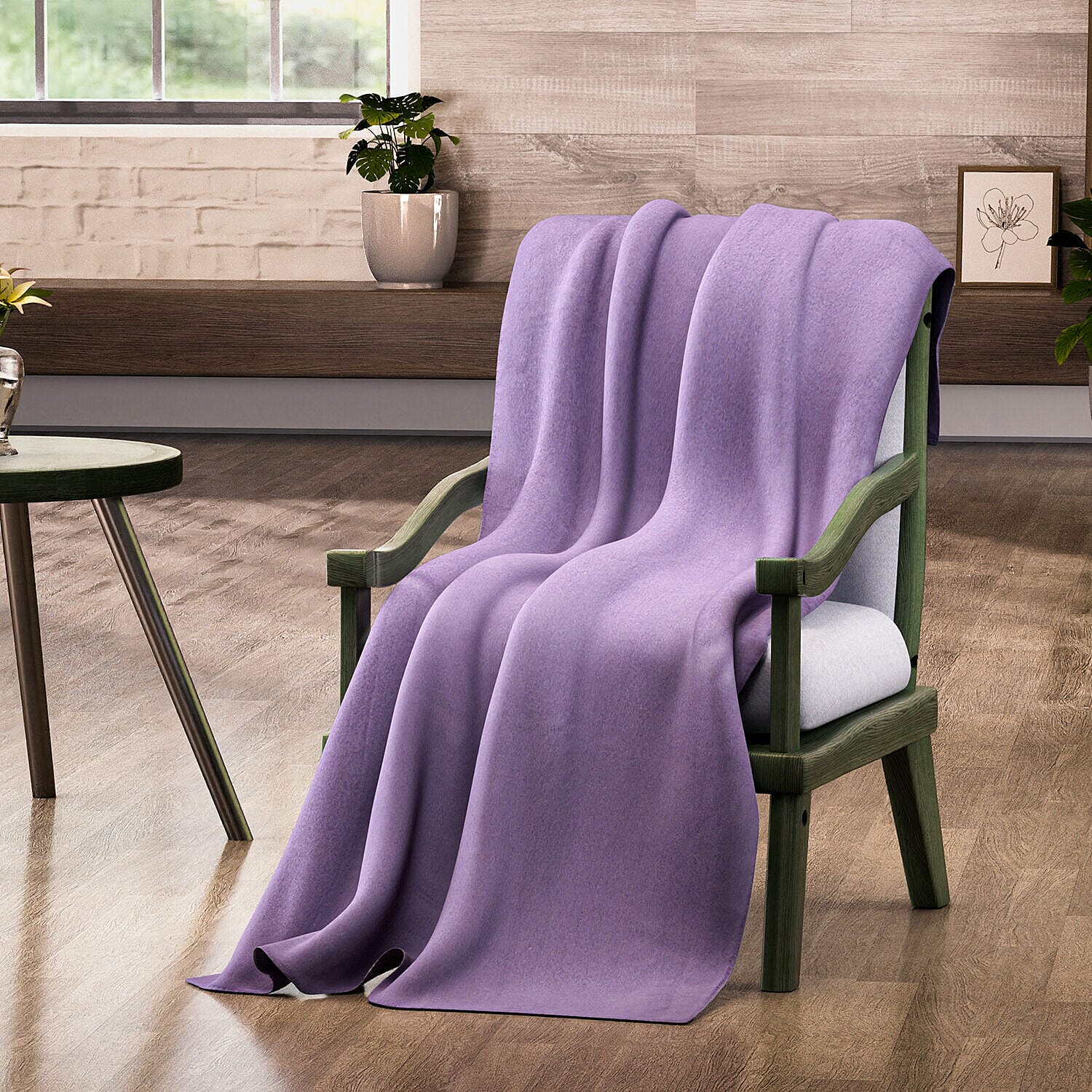 Homesmart Polyester Solid Blanket (Size 130x1 cm) - Lavender & Lavender