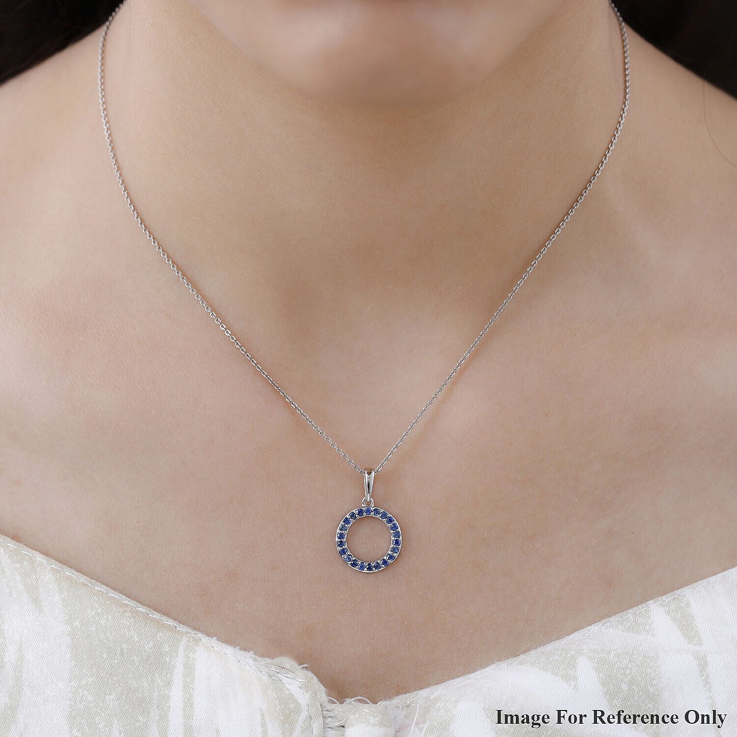 RHAPSODY 950 Platinum AAAA Ceylon Sapphire Circle Pendant