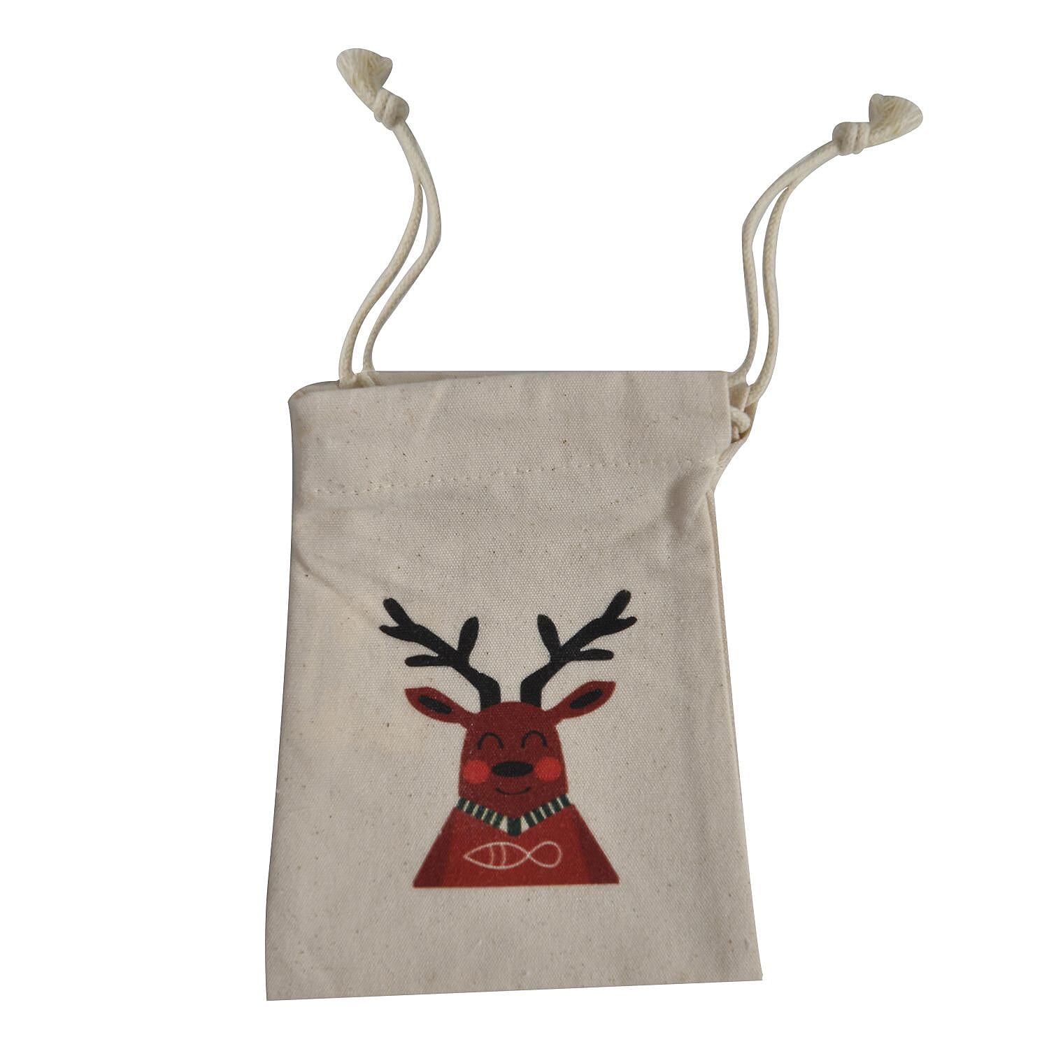 Set of 4 - Eco-Friendly 100% Cotton Reusable Drawstring Christmas Gift Bags