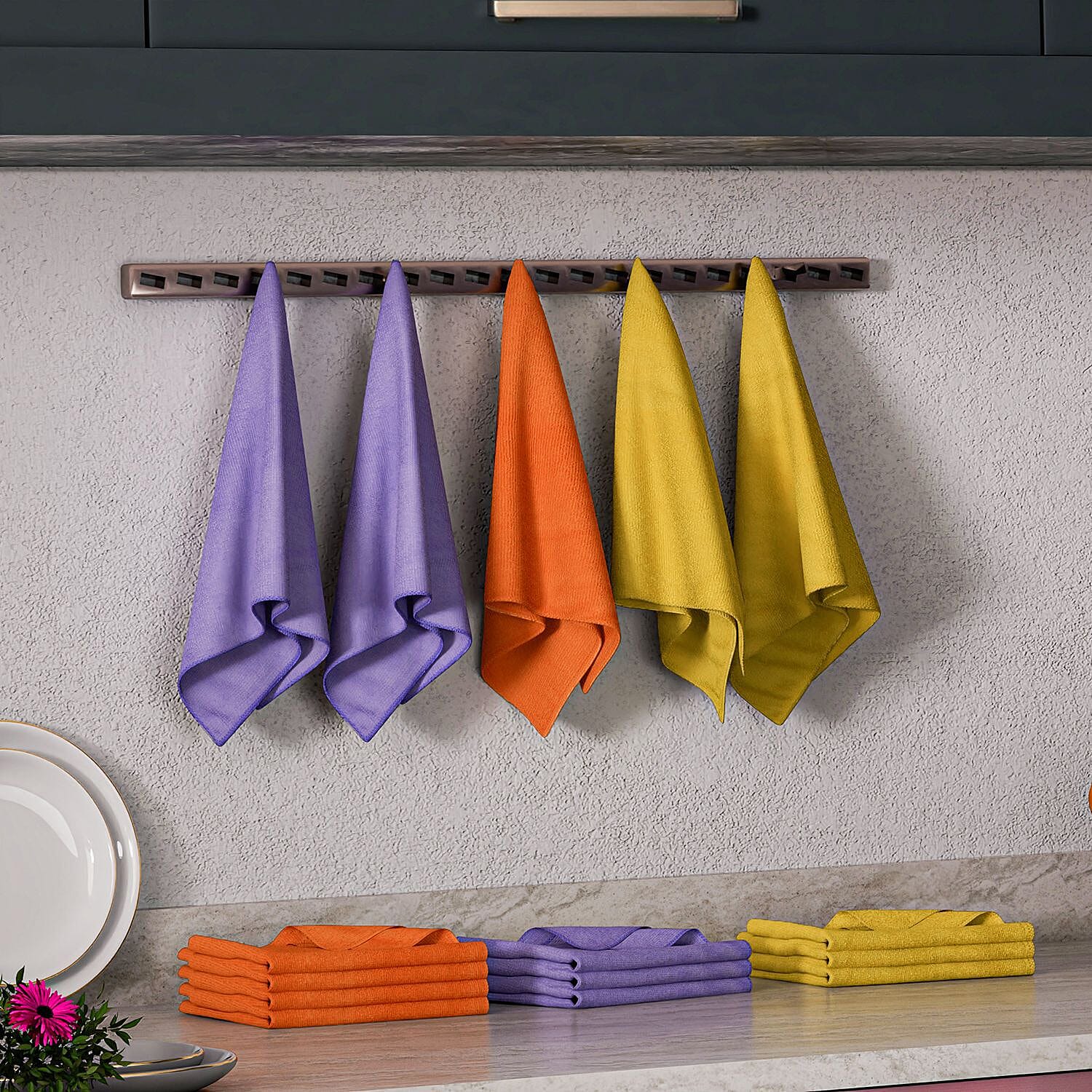Set of 15 - Easy Care Longlasting Microfibre Kitchen Towels
