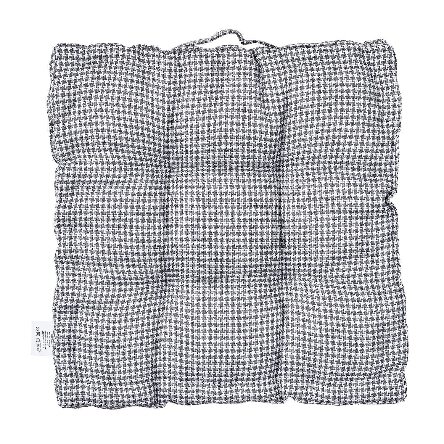 Armchair Booster Seat Cushion Checkered Patterned (Size 45 cm) - Grey