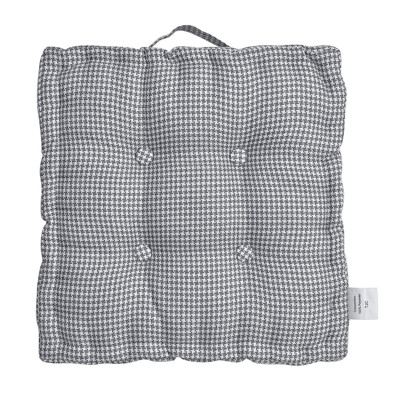 Armchair Booster Seat Cushion Checkered Patterned (Size 45 cm) - Grey