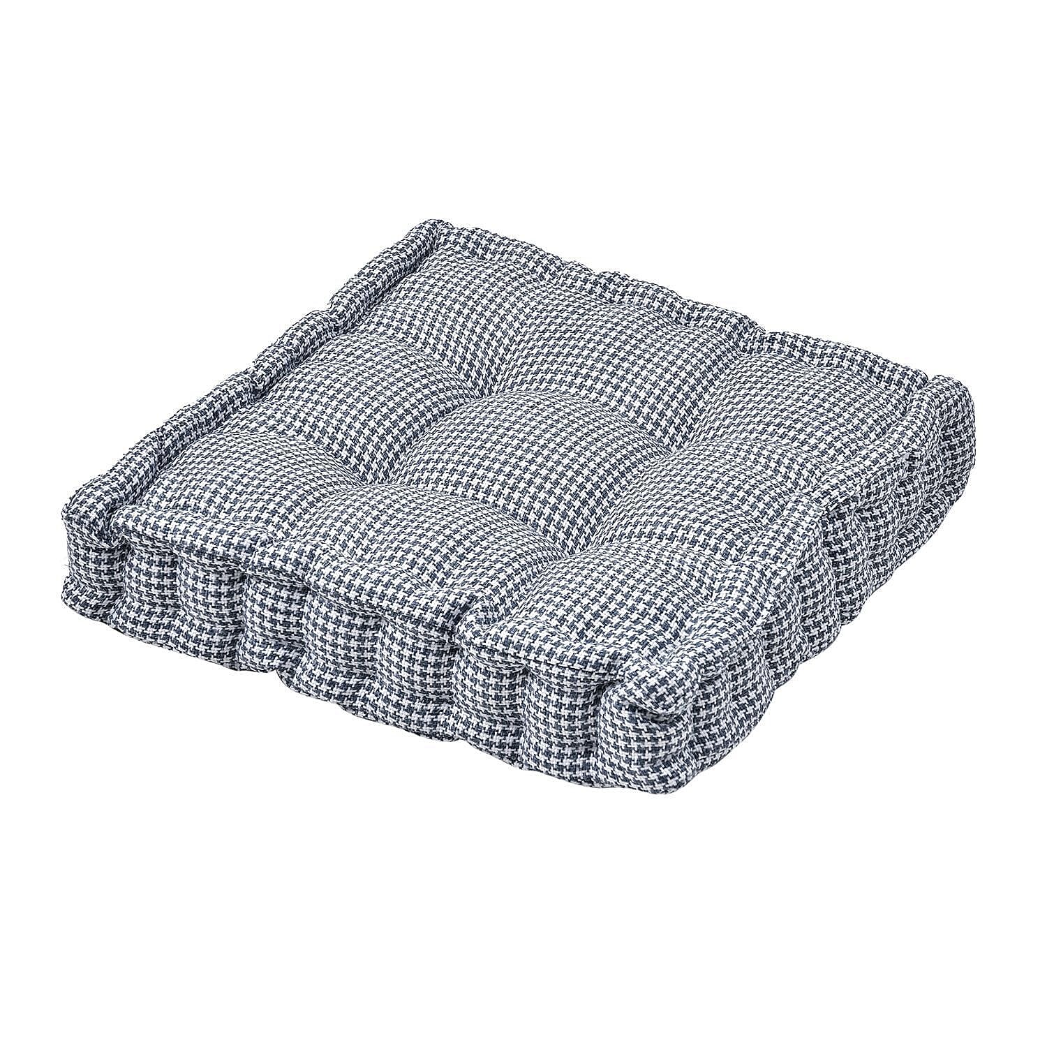 Armchair Booster Seat Cushion Checkered Patterned (Size 45 cm) - Blue