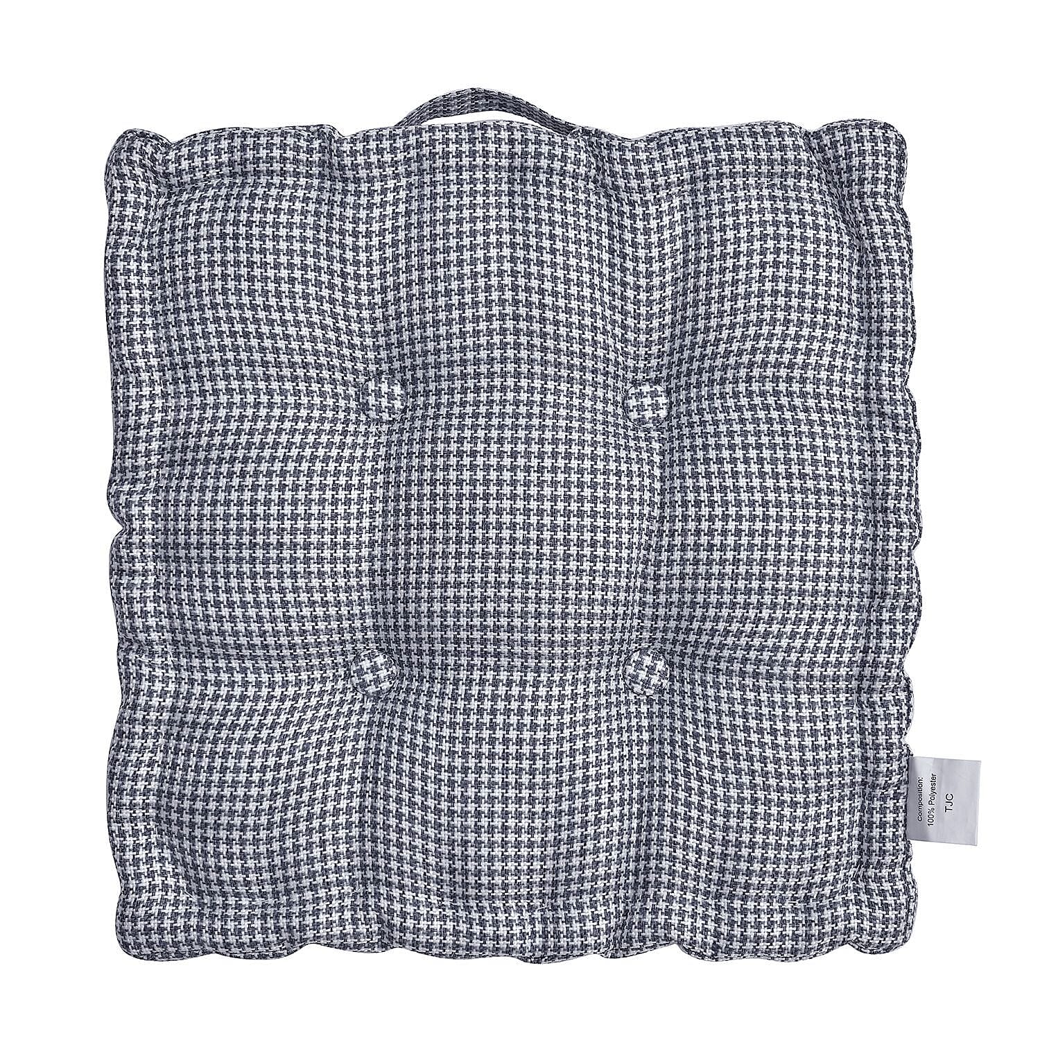 Armchair Booster Seat Cushion Checkered Patterned (Size 45 cm) - Blue