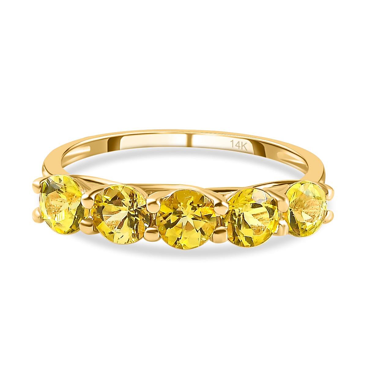 First Time Ever - 14K Yellow Gold AAA Canary Tourmaline Ring 1.25 Ct.